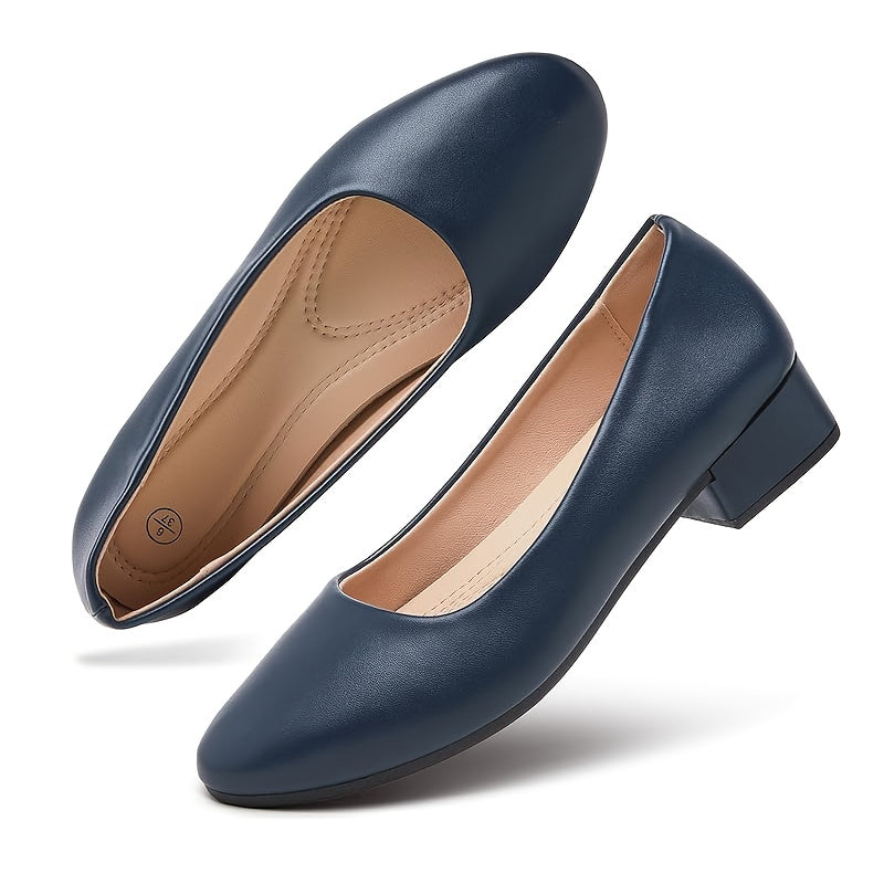 Comfortable Women's Elegant Slip On Pumps Round Toe Design