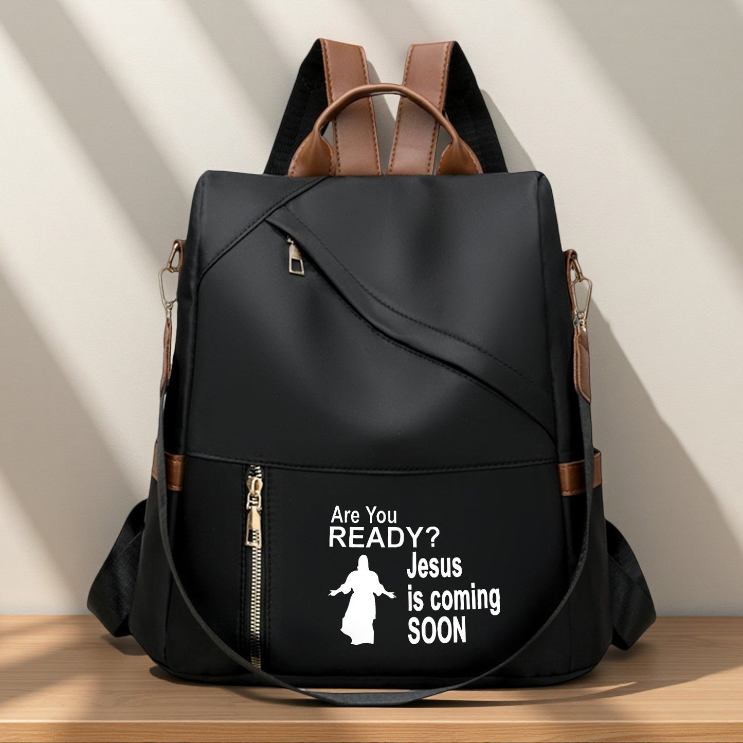 IHDP Lightweight Jesus Print Backpack For Daily Commute