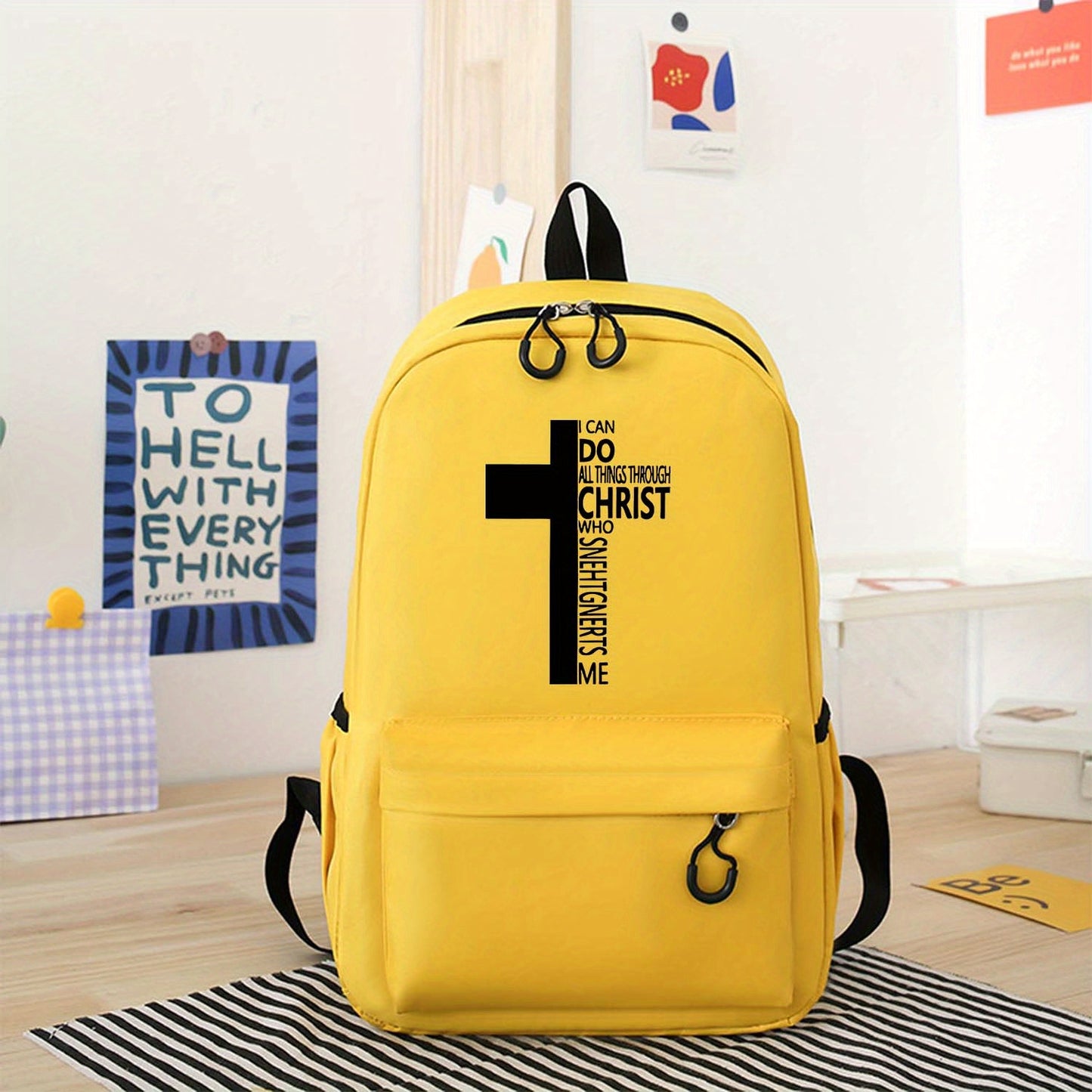 Christian Faith Backpack Lightweight Laptop Bag Cross Print