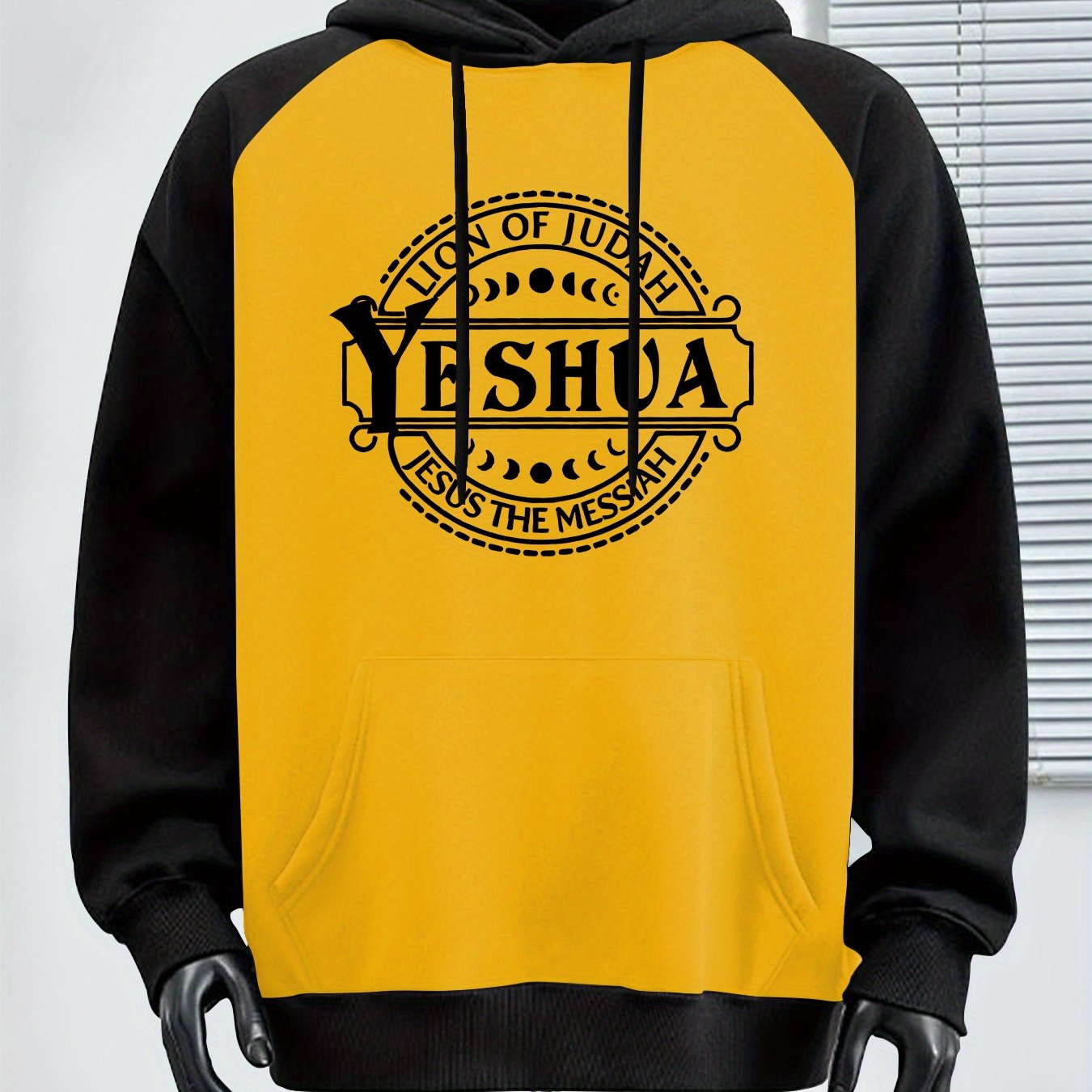 Lion Print Hoodie Sweatshirt With Yeshua Graphic Regular Fit