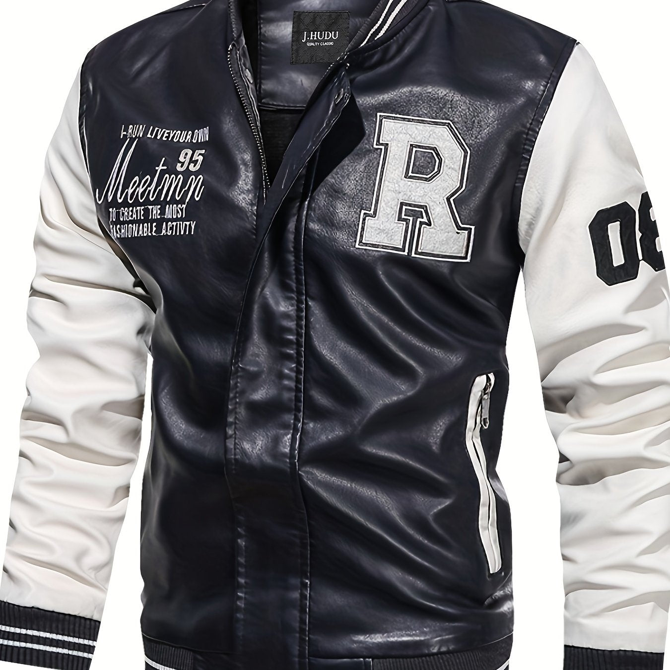 R Letter Print Jacket Raglan Oversized for Men Spring