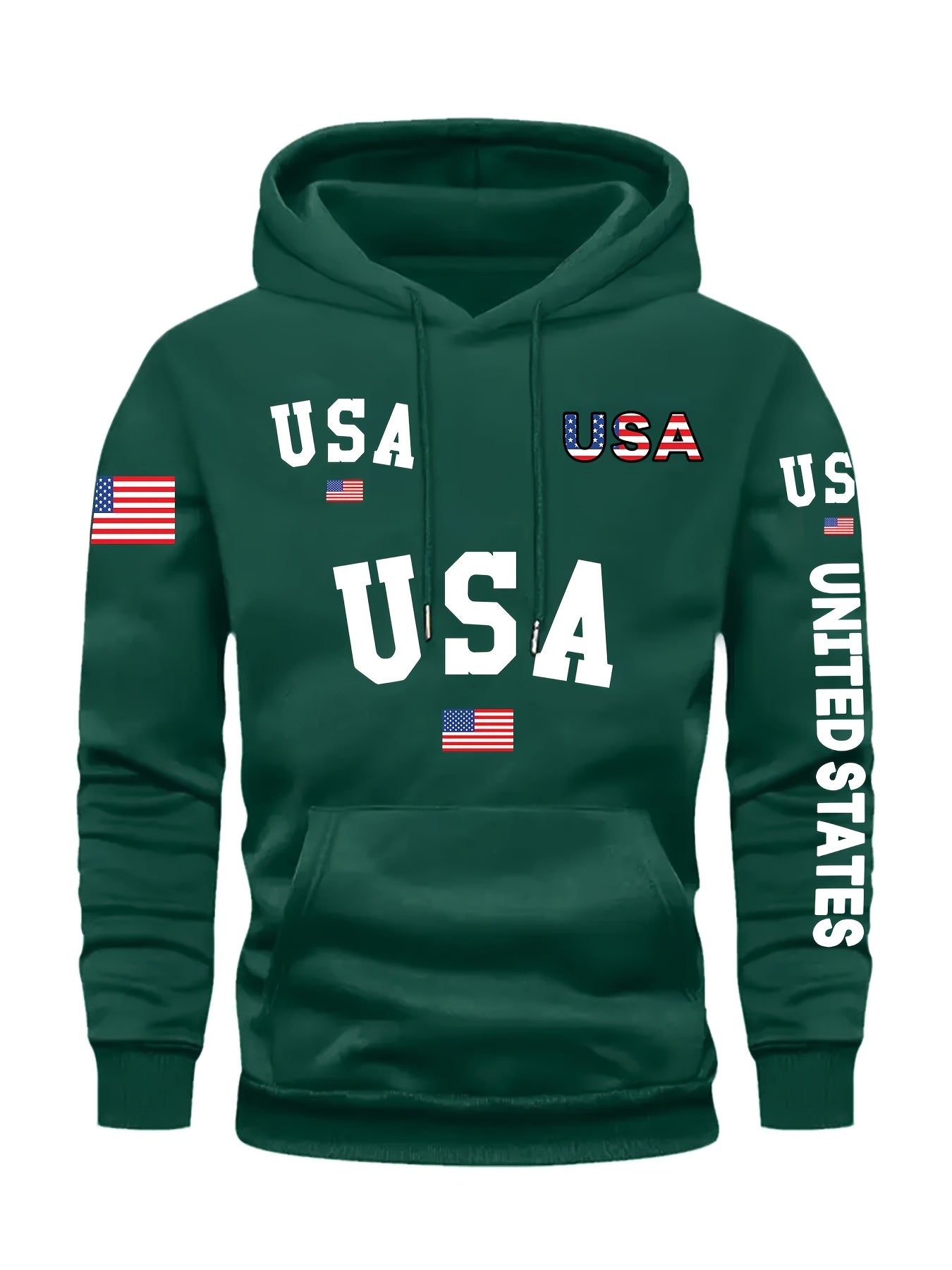 In His Divine Power Cozy Patriotic Hoodie USA Front Pocket