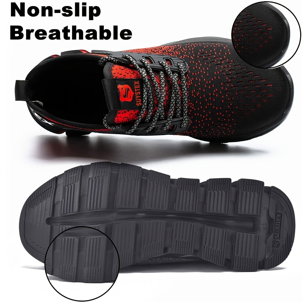 Steel Toe Cap Protection Sneakers for Men and Women Lightweight Breathable Work Shoes Indestructible Steel Toe Black Fabric Upper EVA Cushioning Rubber Sole Spring Safety Comfort Work Safety Footwear
