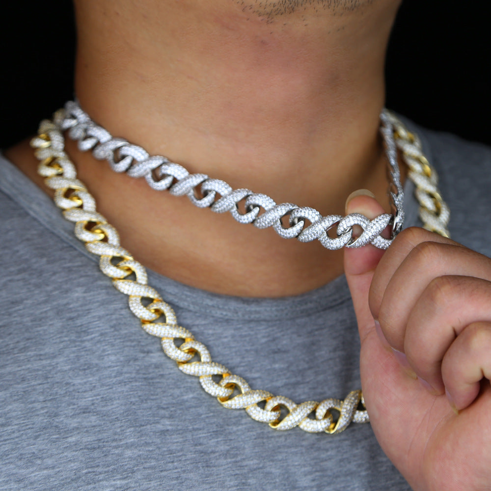 Hip Hop Encrusted Eight Character Synthetic Zirconia Necklace