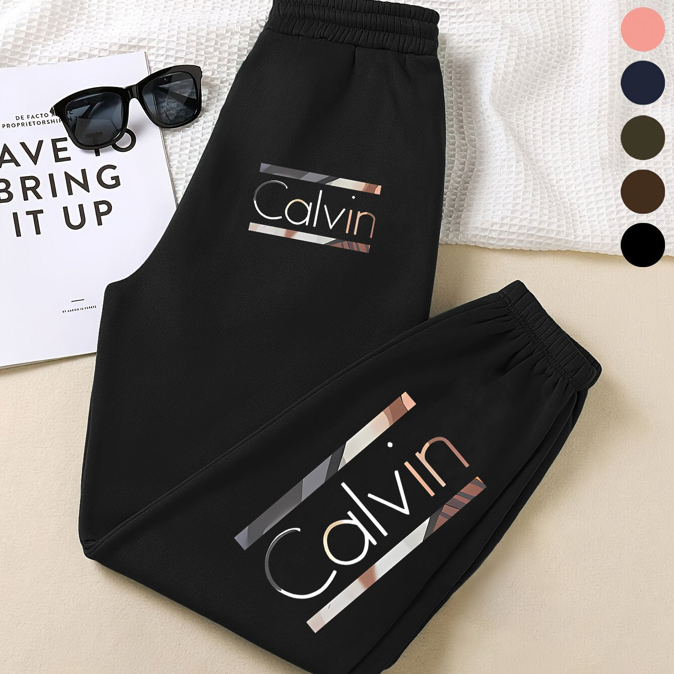 In His Divine Power Womens Fleece Lined Joggers Geometric
