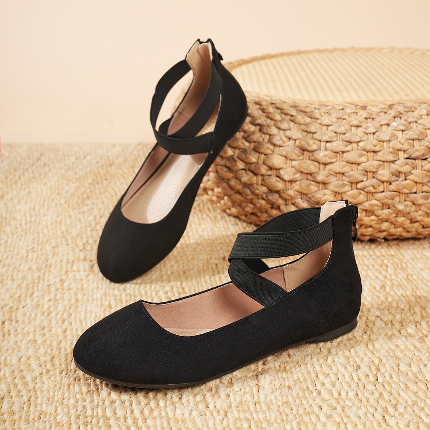 Women's Comfortable Fashion Elastic Ankle Strap Flats Shoes