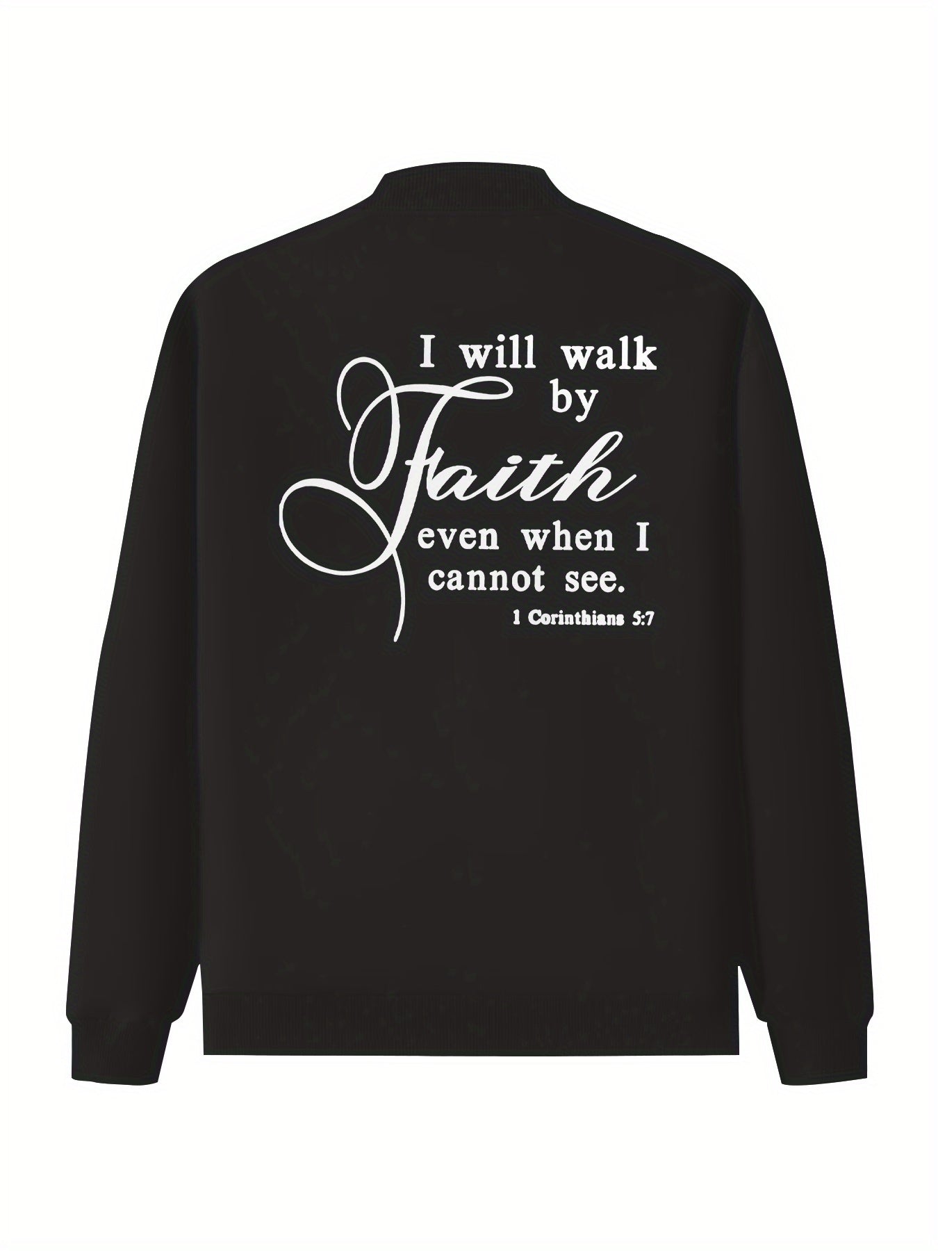 Women's Inspirational Faith Print Black Jacket by In His Divine Power