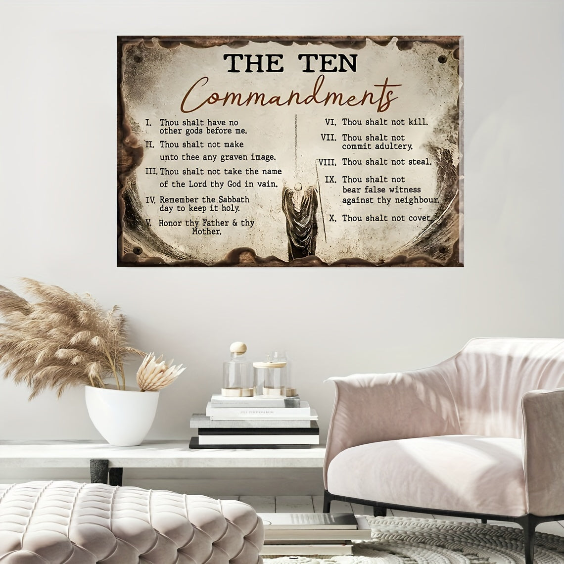 Ten Commandments Wall Art Canvas Motivational Wall Decor