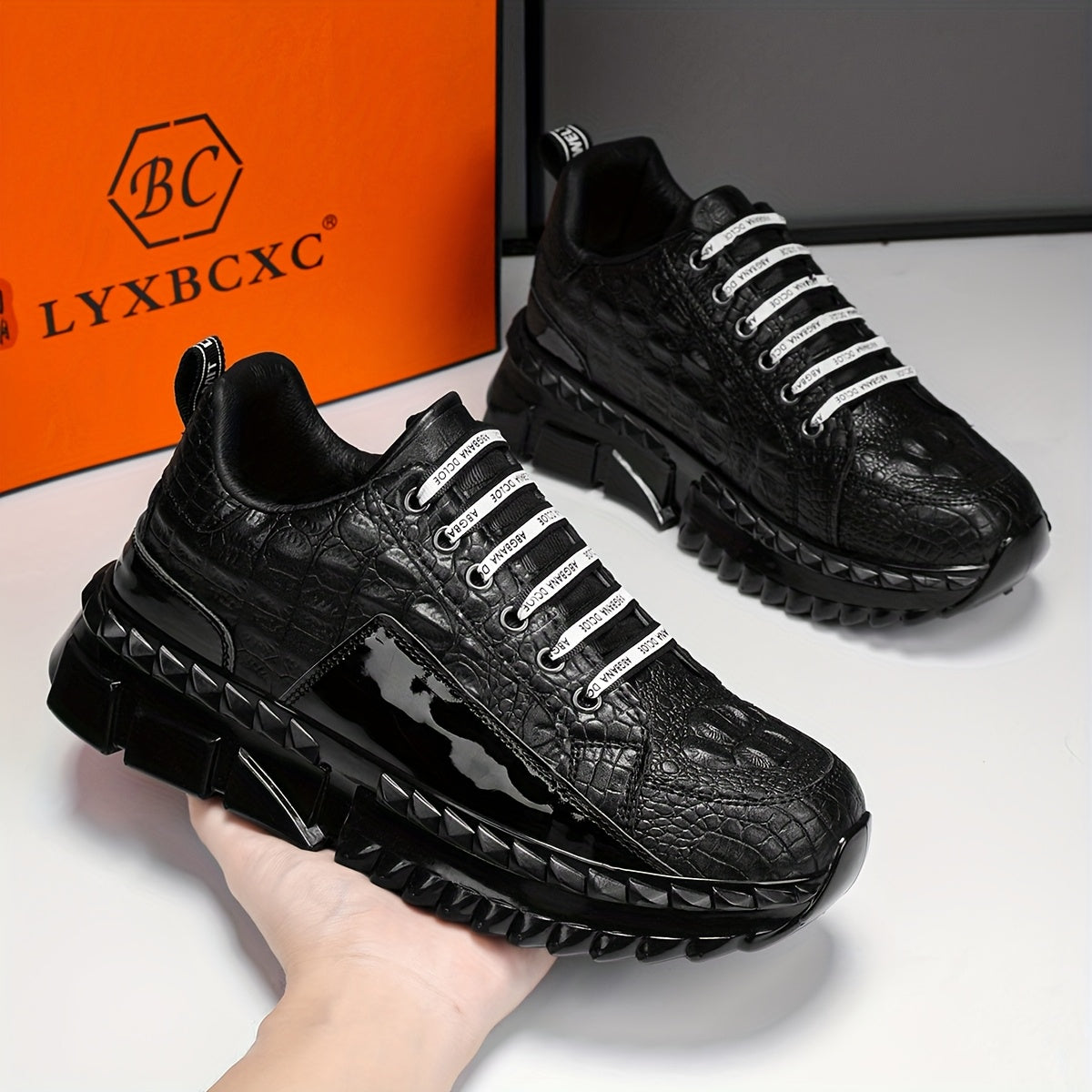 European Style Men Casual Lace Up Sneakers Thick Sole