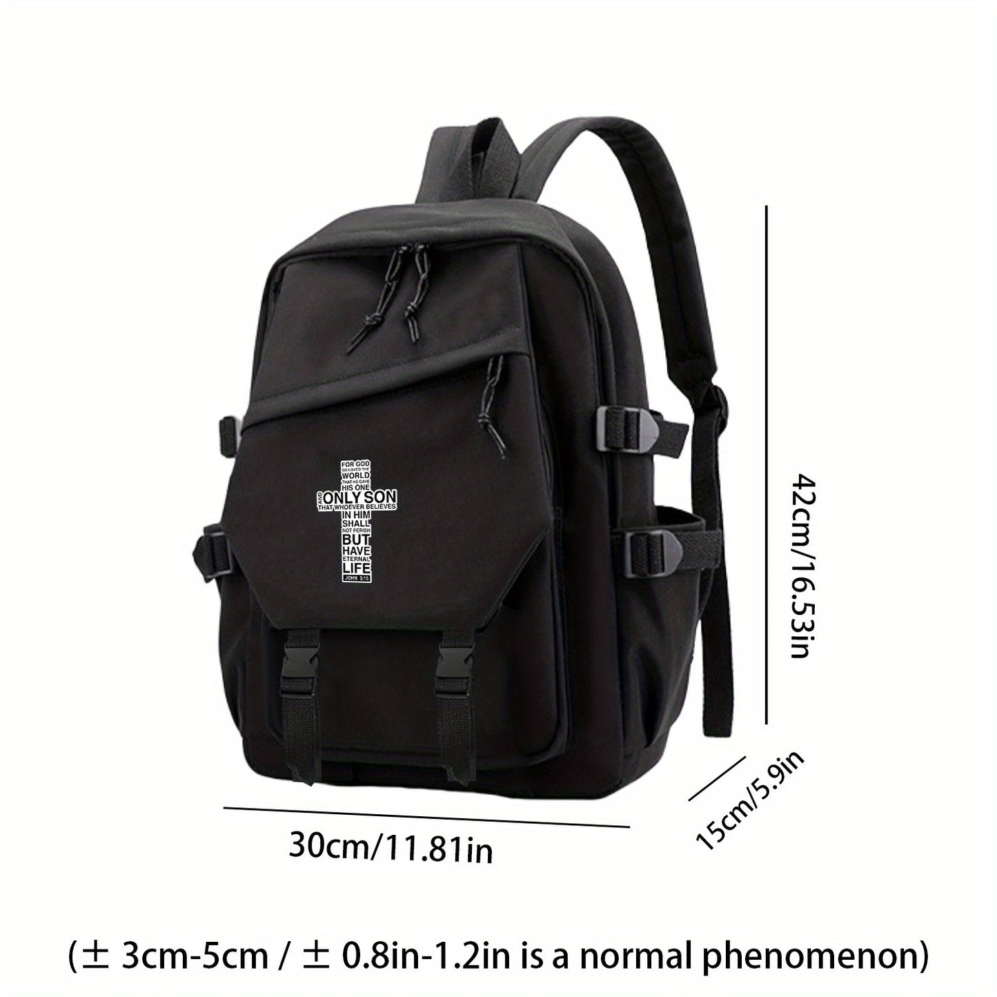 Divine Power Cross Pattern Backpack With 2D Printing