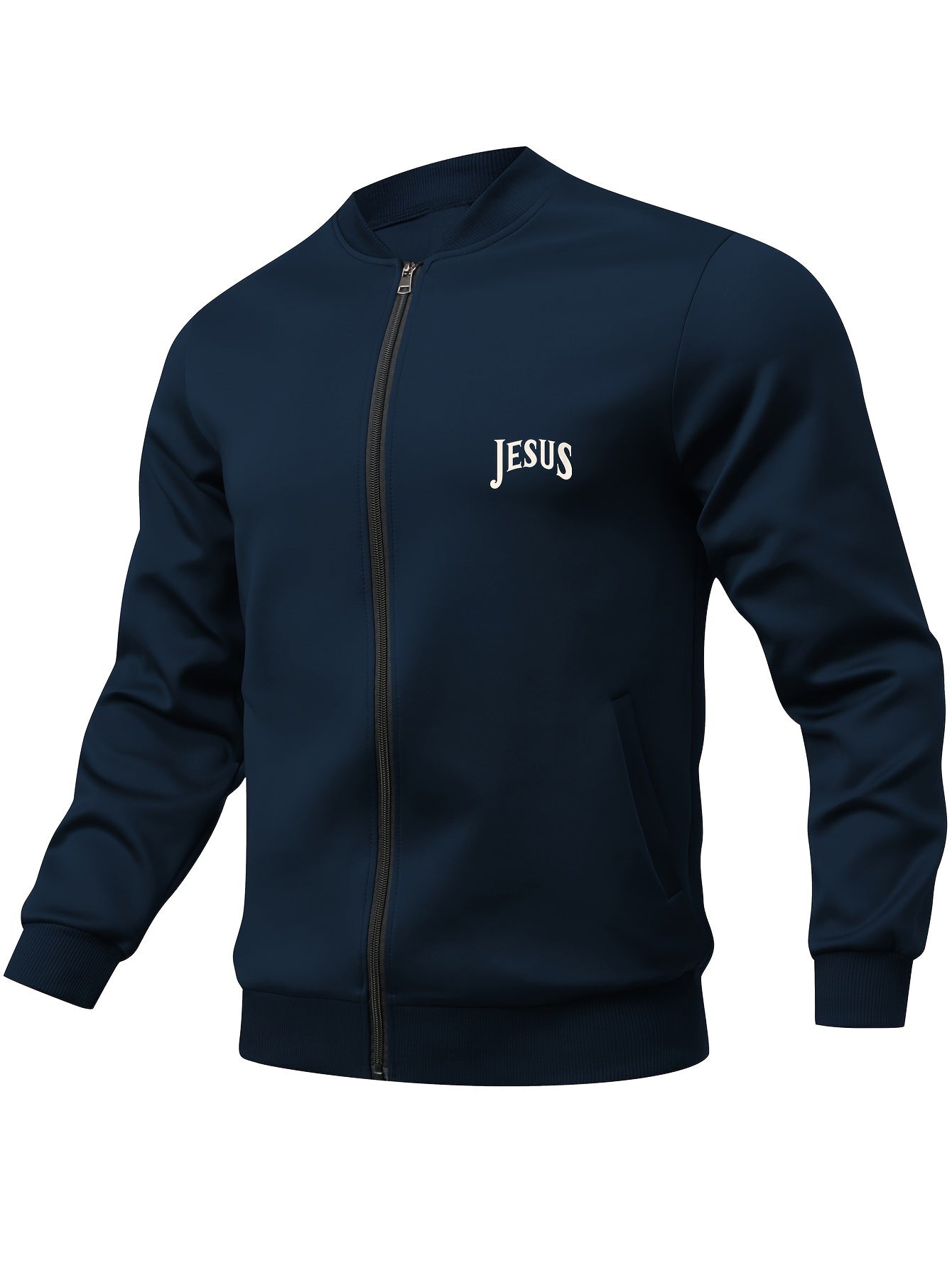 Mens Zip Up Baseball Collar Jacket Regular Fit Outerwear