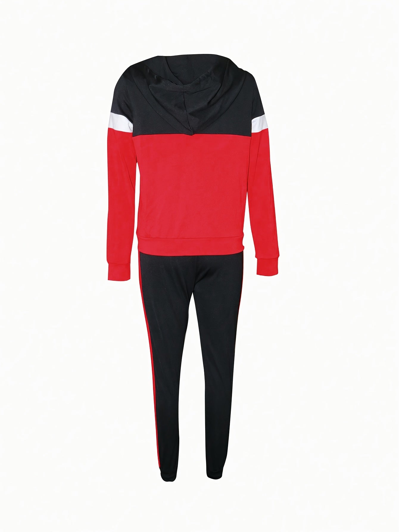 Women's Casual Striped Hooded Jacket And Pants Track Suit