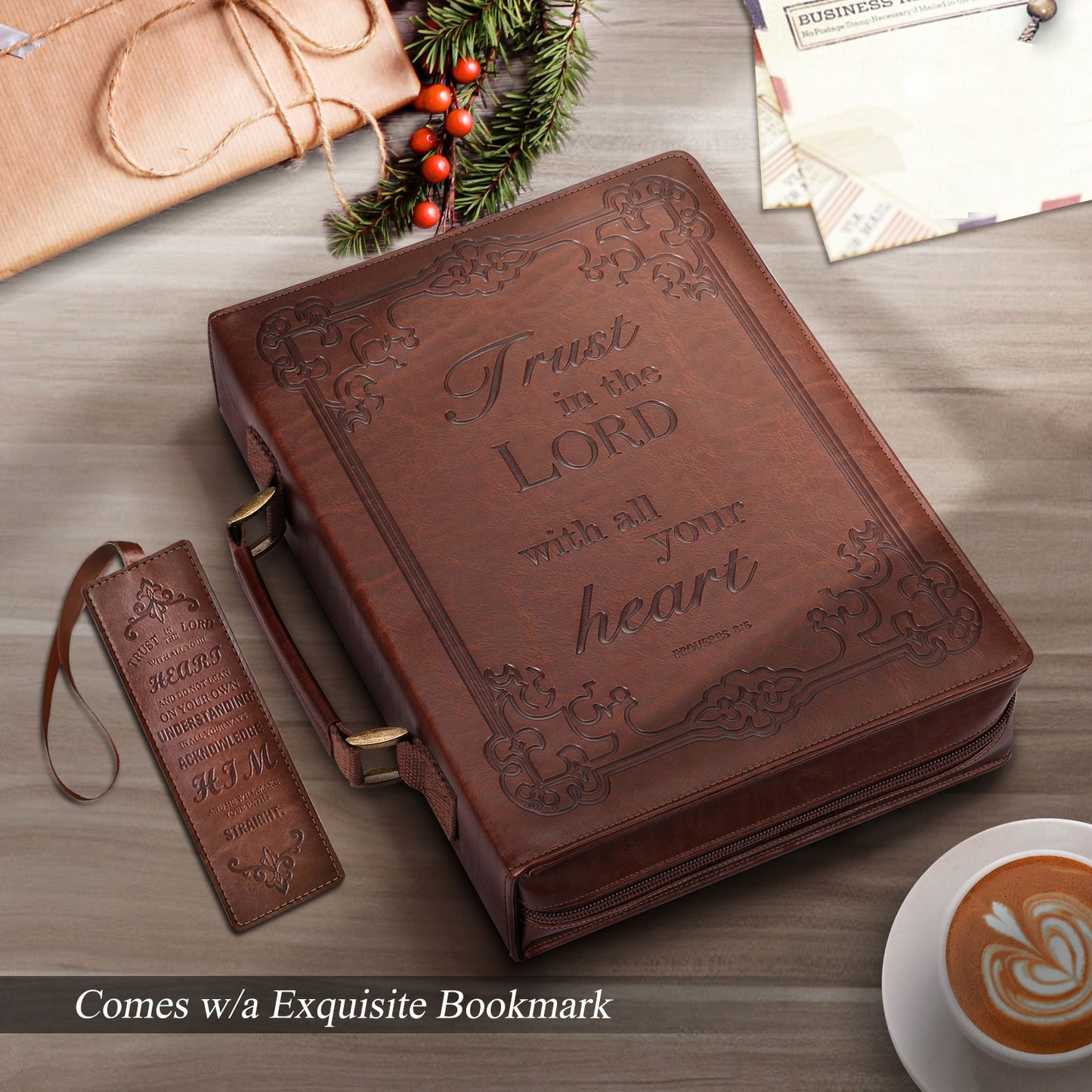 FINPAC Classic Bible Cover Large PU Leather Church Bag Durable and Stylish Design