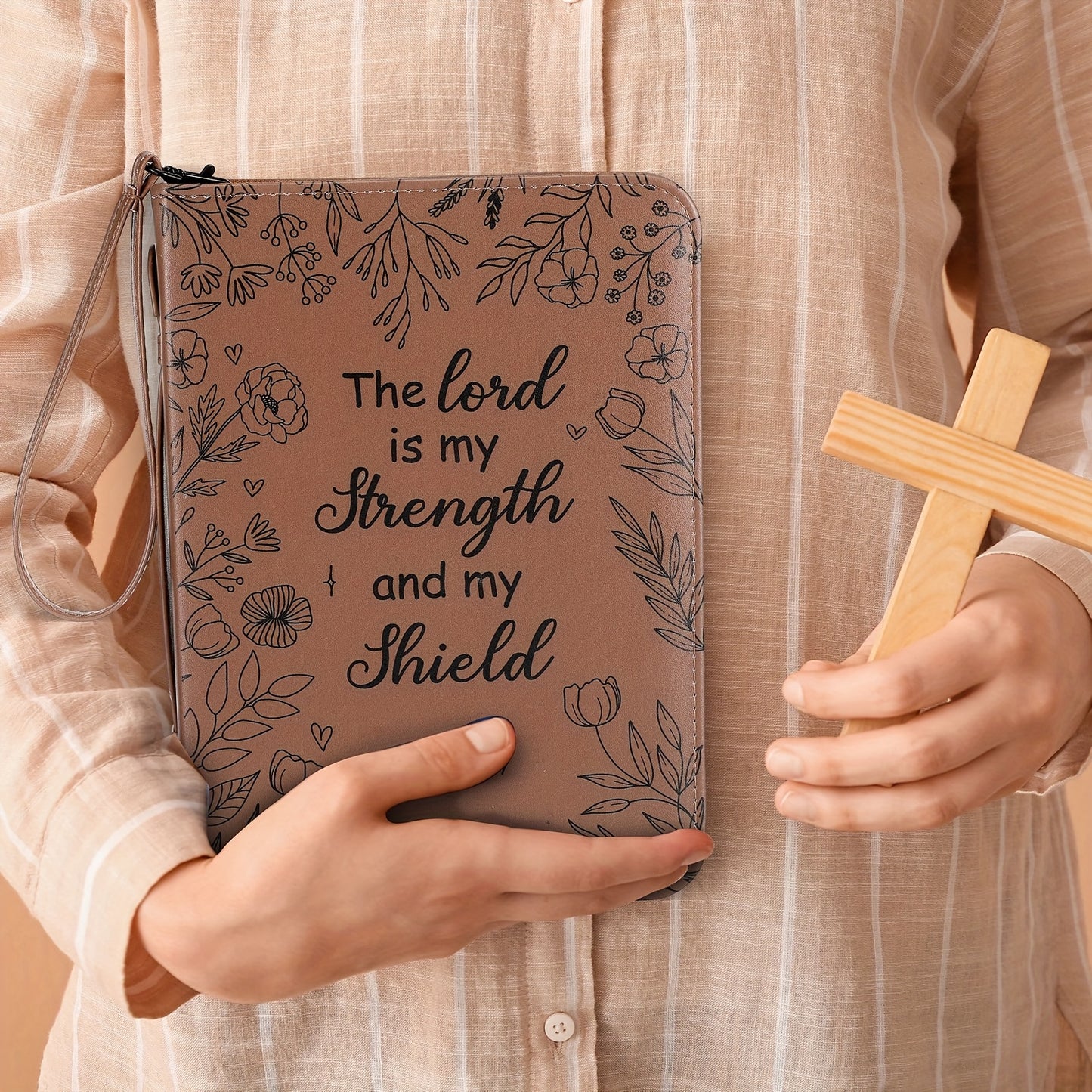 Faux Leather Bible Cover Case For Women Large Floral Design Bag