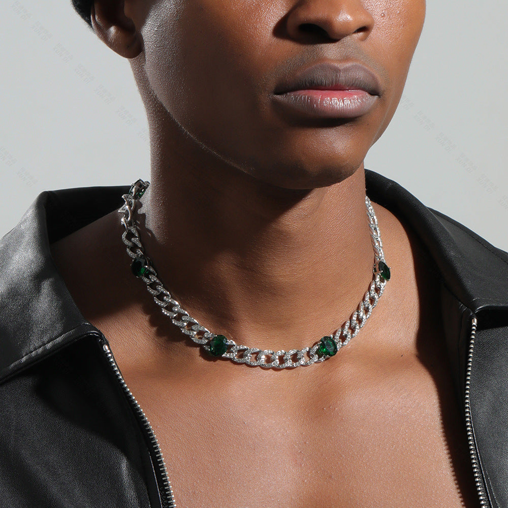 Men's Hip Hop Style Synthetic Zirconia Cuban Chain Necklace