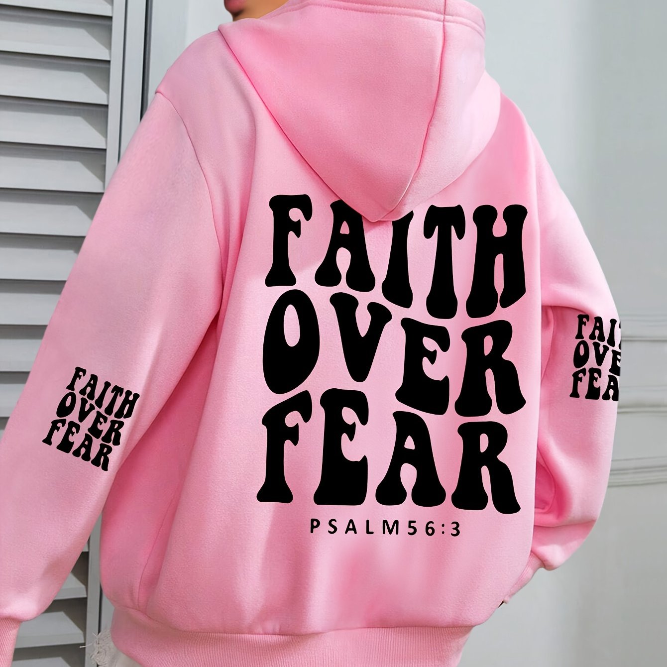IHDP Faith Over Fear Hoodie Inspirational Print Sweatshirt