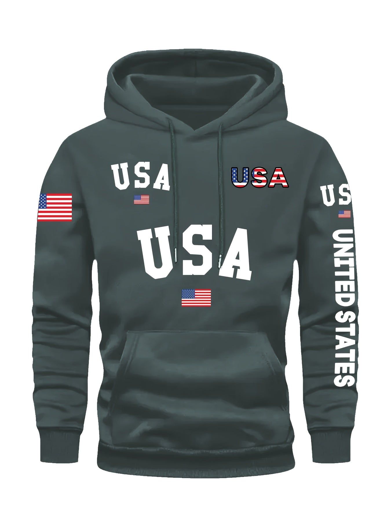 In His Divine Power Cozy Patriotic Hoodie USA Front Pocket