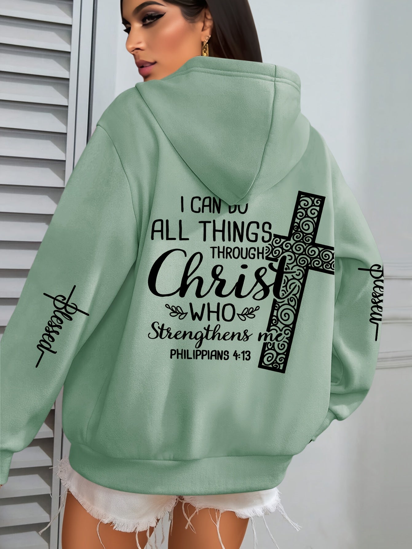 IHDP Inspirational Christ Hoodie For Women Front Pocket