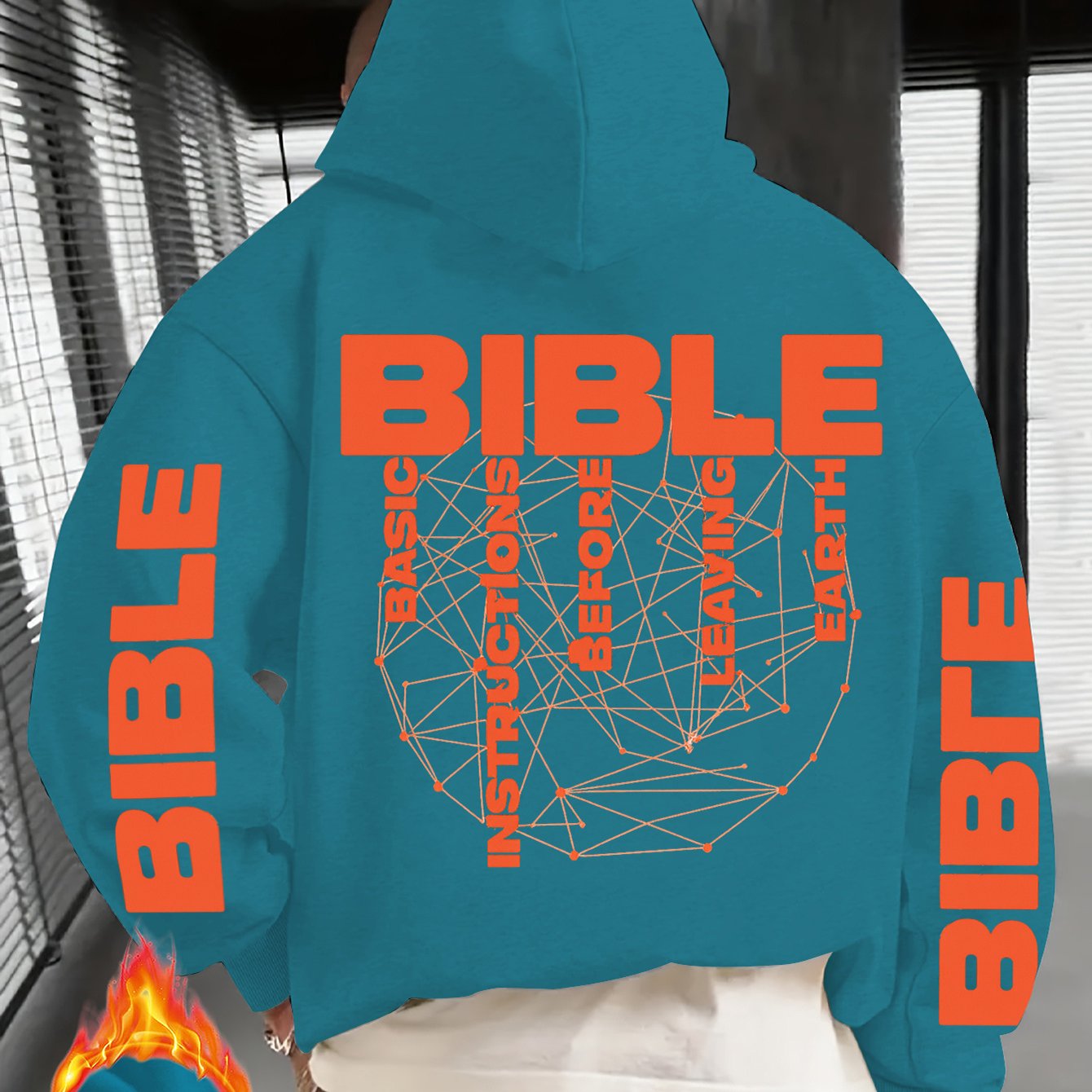 Men'S Christian Hoodie - Bible Verse Sweatshirt with "BIBLE" Text, Loose Fit Hooded Pullover for Church, Everyday Faith Expression - Fall/Winter Warmth - Religious Apparel Gift for Men, Autumn Winter Wear, Casual Streetwear,
