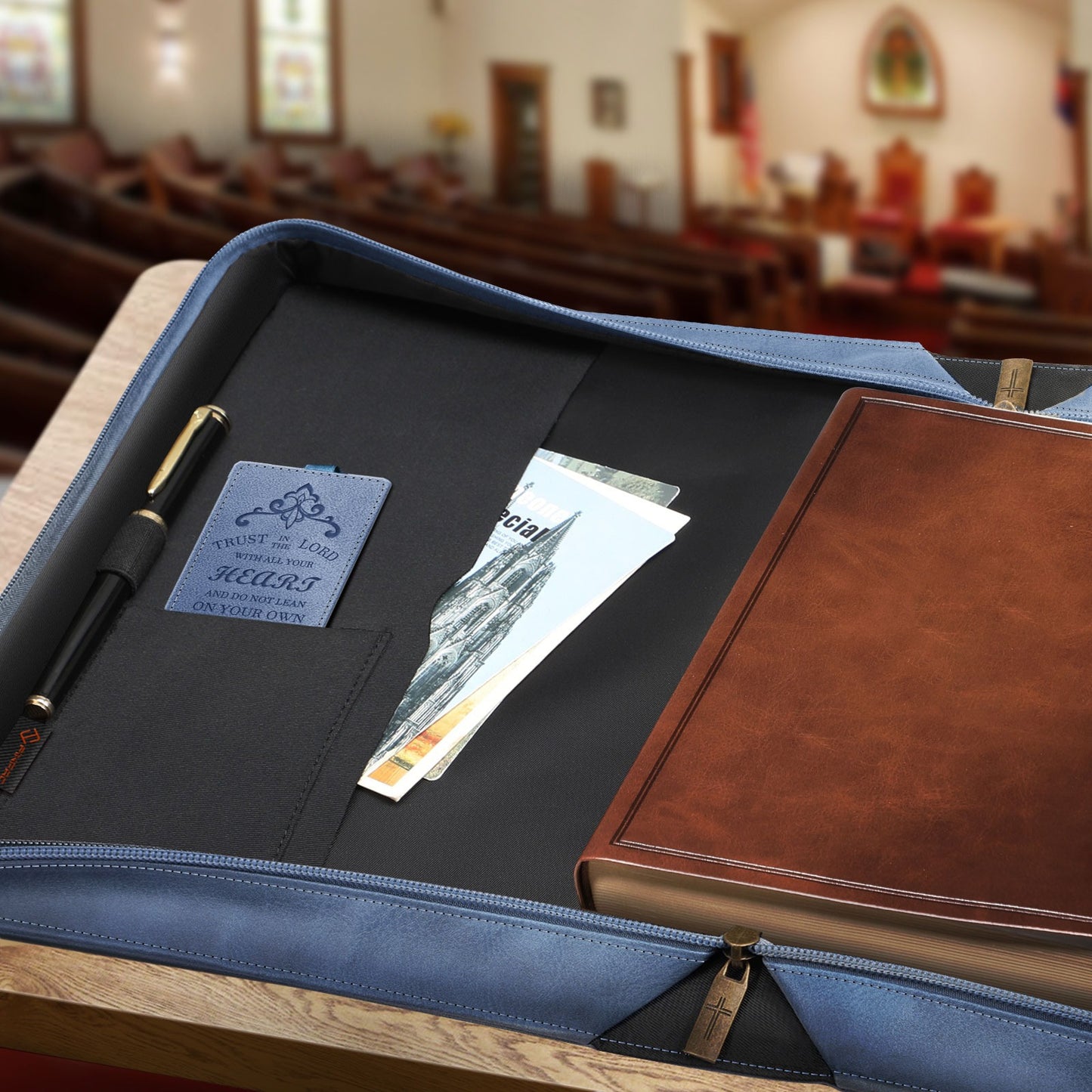 FINPAC Classic Bible Cover Large PU Leather Church Bag Durable and Stylish Design