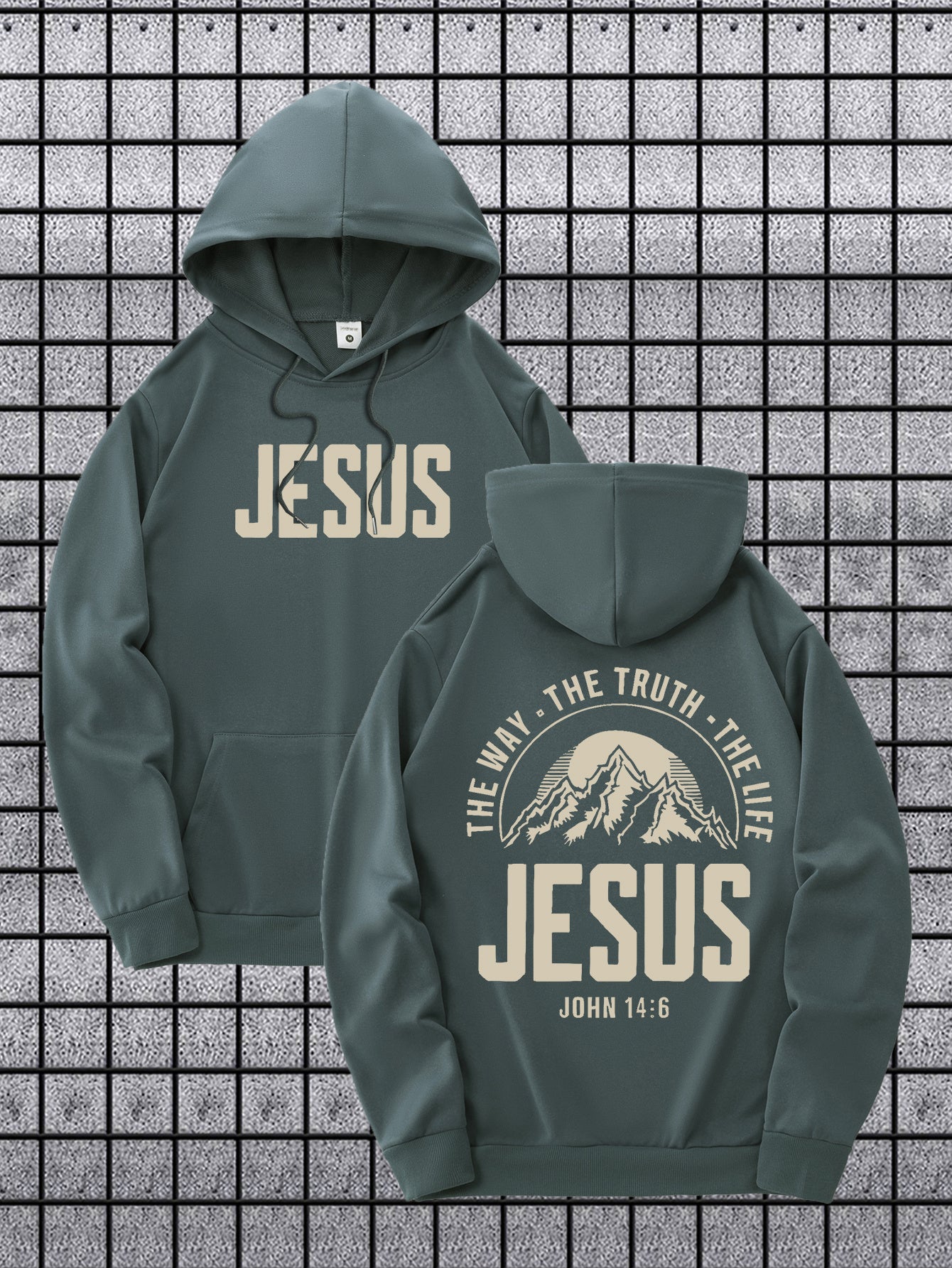 Velvet Hooded Sweatshirt With Jesus Print Casual Pullover