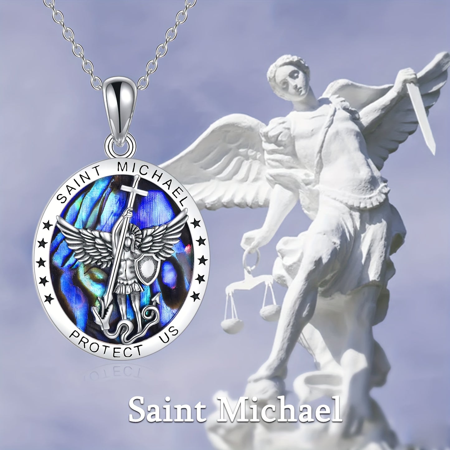 Saint Michael Pendant with Inscription Saint Michael Protect Us Ideal Gift for Loved Ones