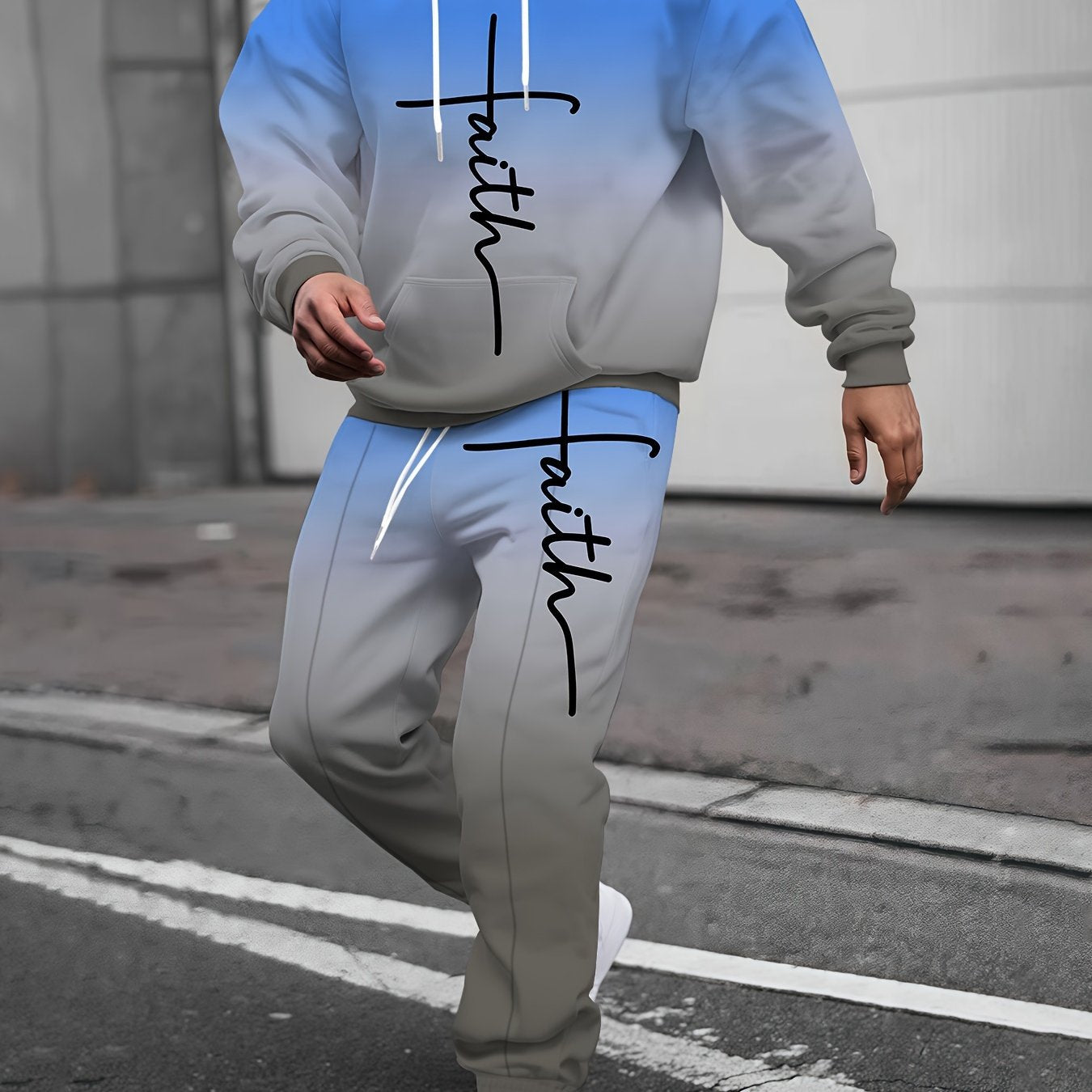 In His Divine Power Men's Hooded Tracksuit Set Print