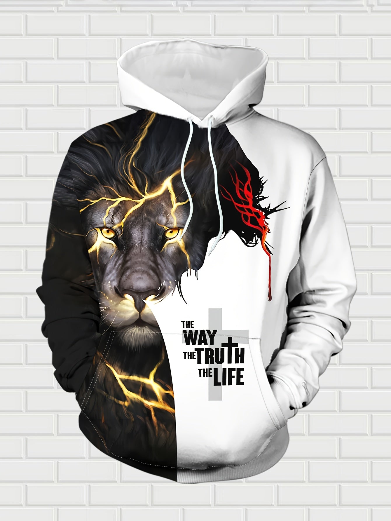 Divine Power 3D Lightning Lion Hoodie Set For Gentlemen