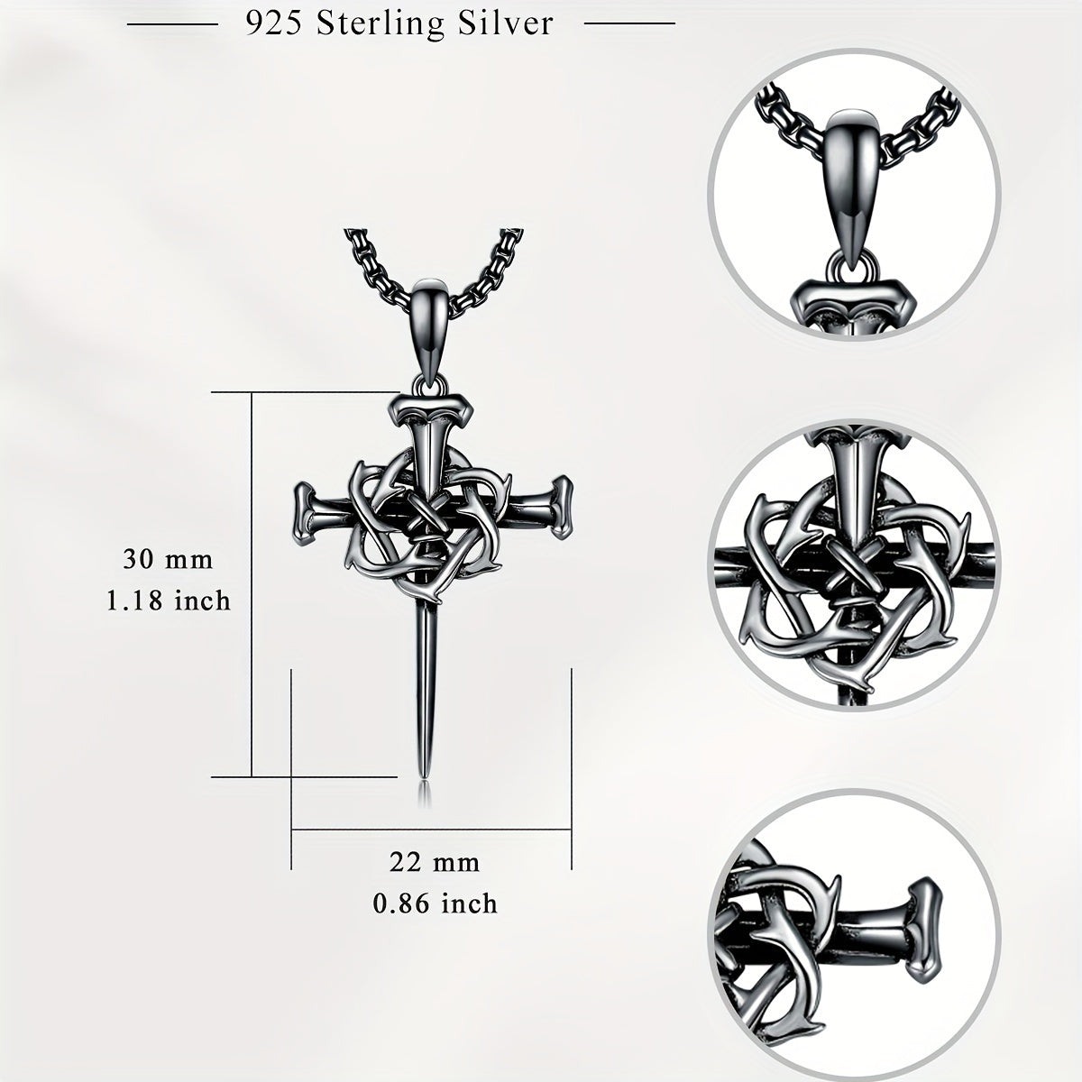 Swordgod Black Nail Cross Necklace For Men And Women