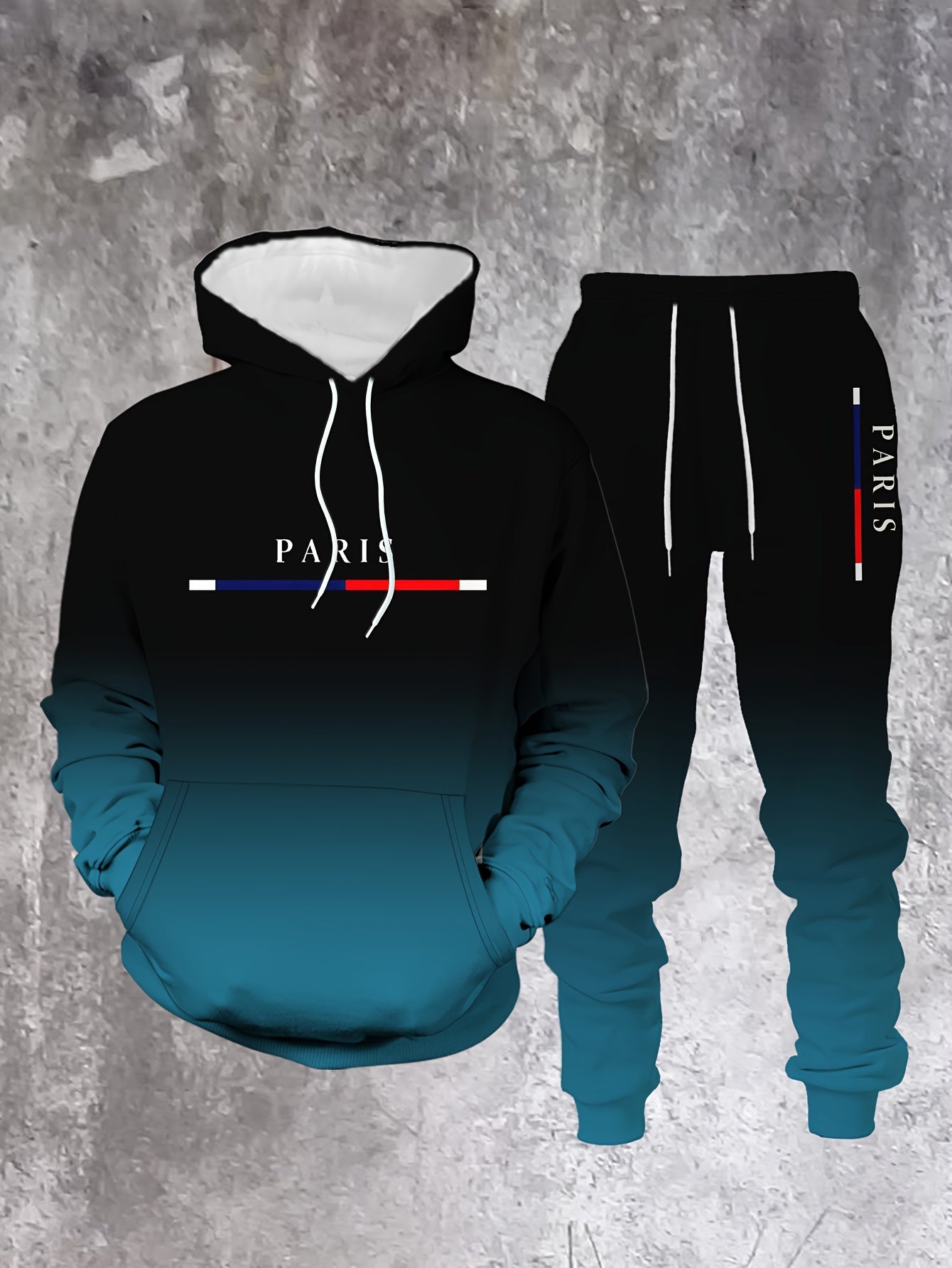 In His Divine Power Autumn Winter Gradient Hoodie Set