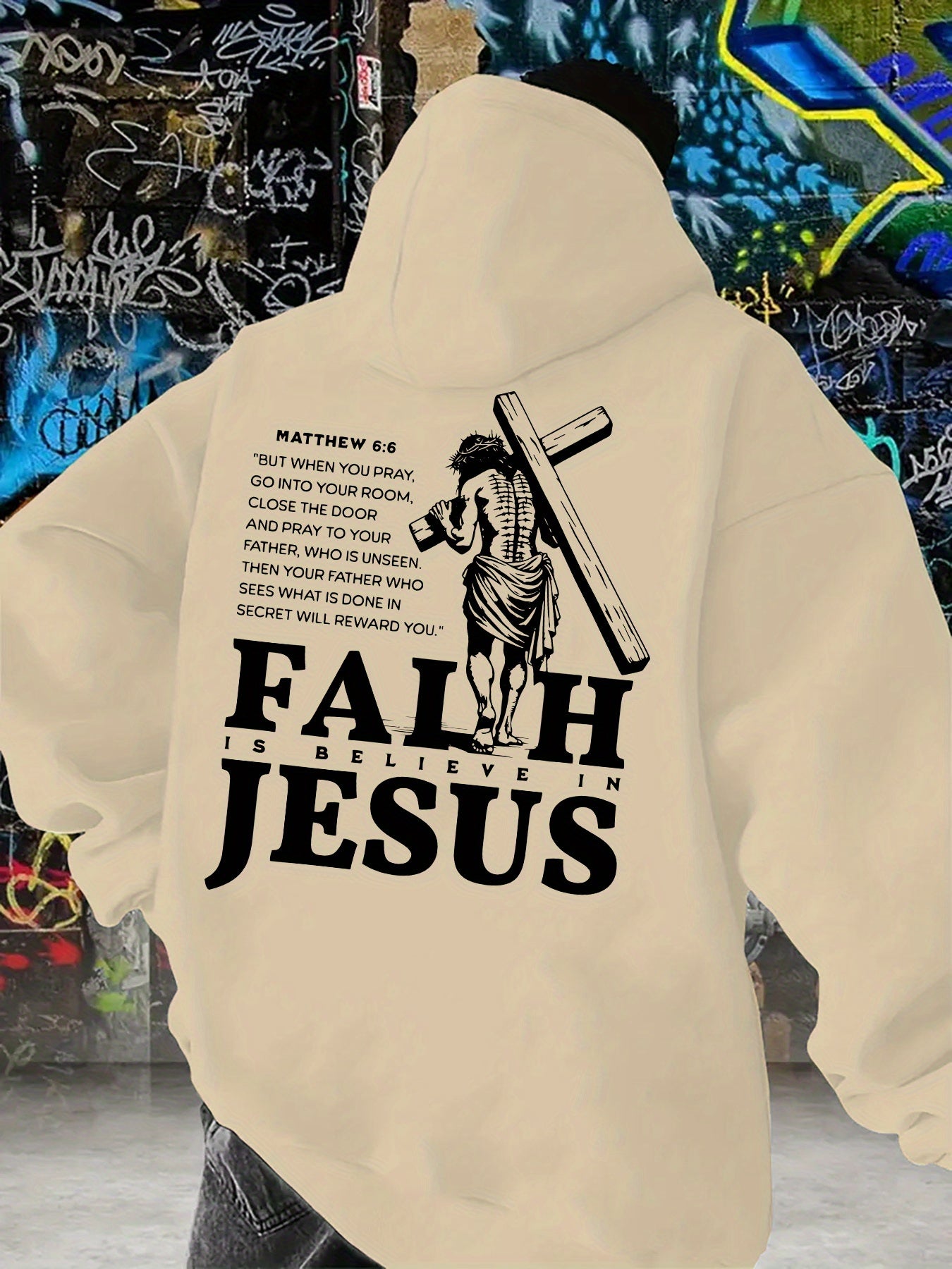 Divine Power Faith Cross Graphic Hoodie Pullover Everyday