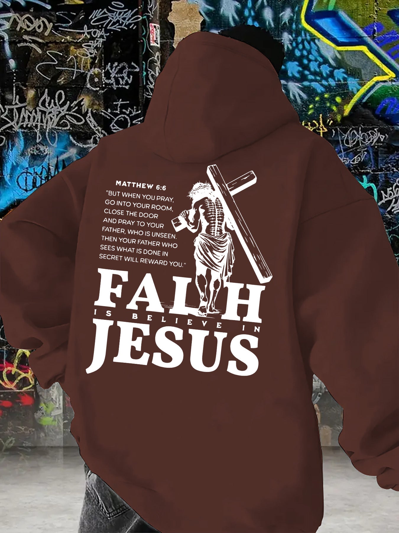 Divine Power Faith Cross Graphic Hoodie Pullover Everyday