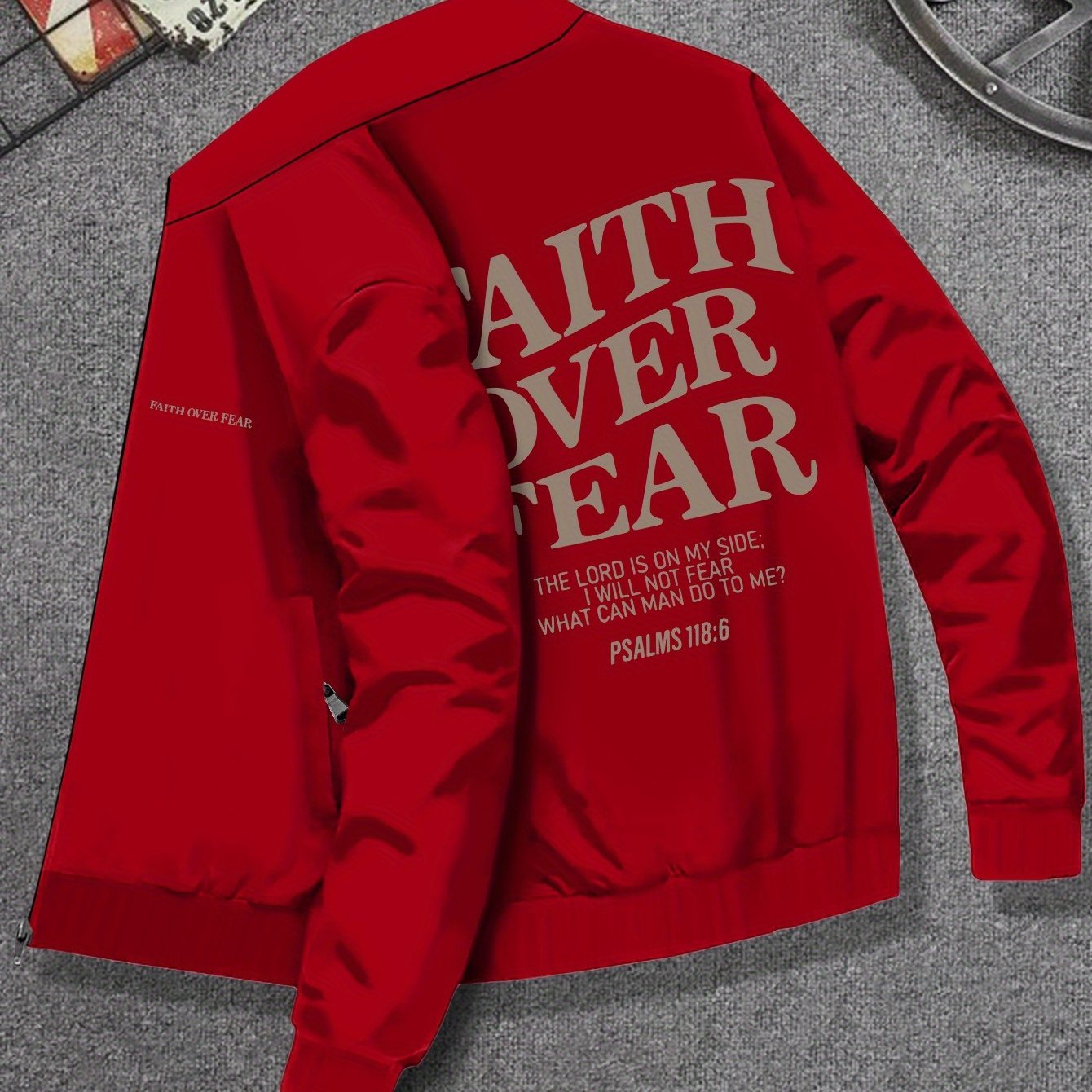 Divine Power Faith Over Fear Jacket For Men Stand Collar