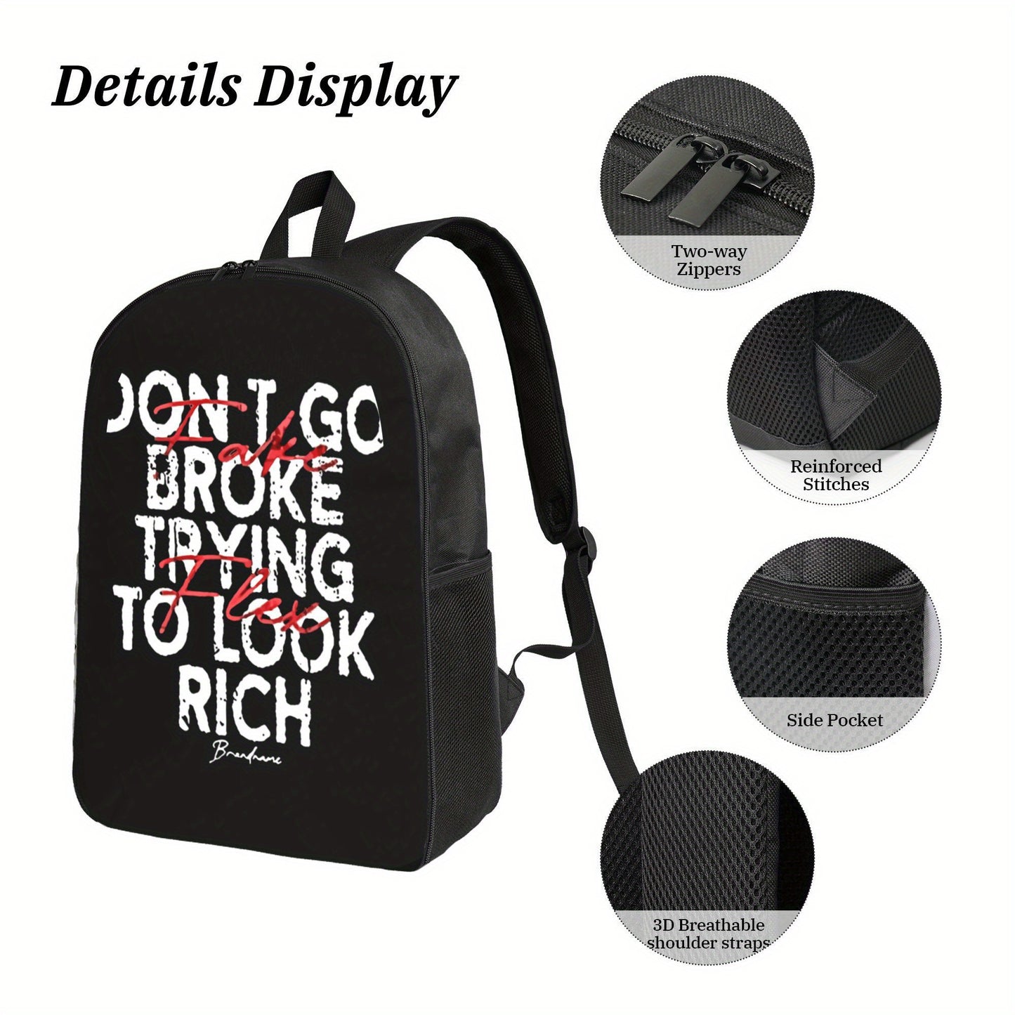 In His Divine Power Polyester Printed Backpack For School