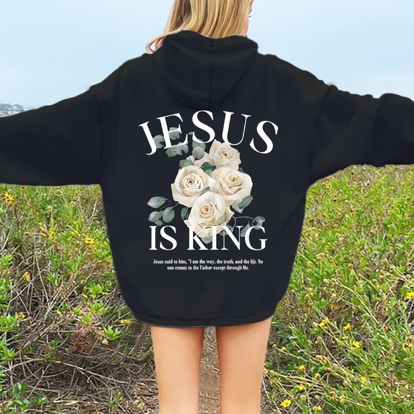 Inspirational Hoodie Faith Is King Polyester Long Sleeve
