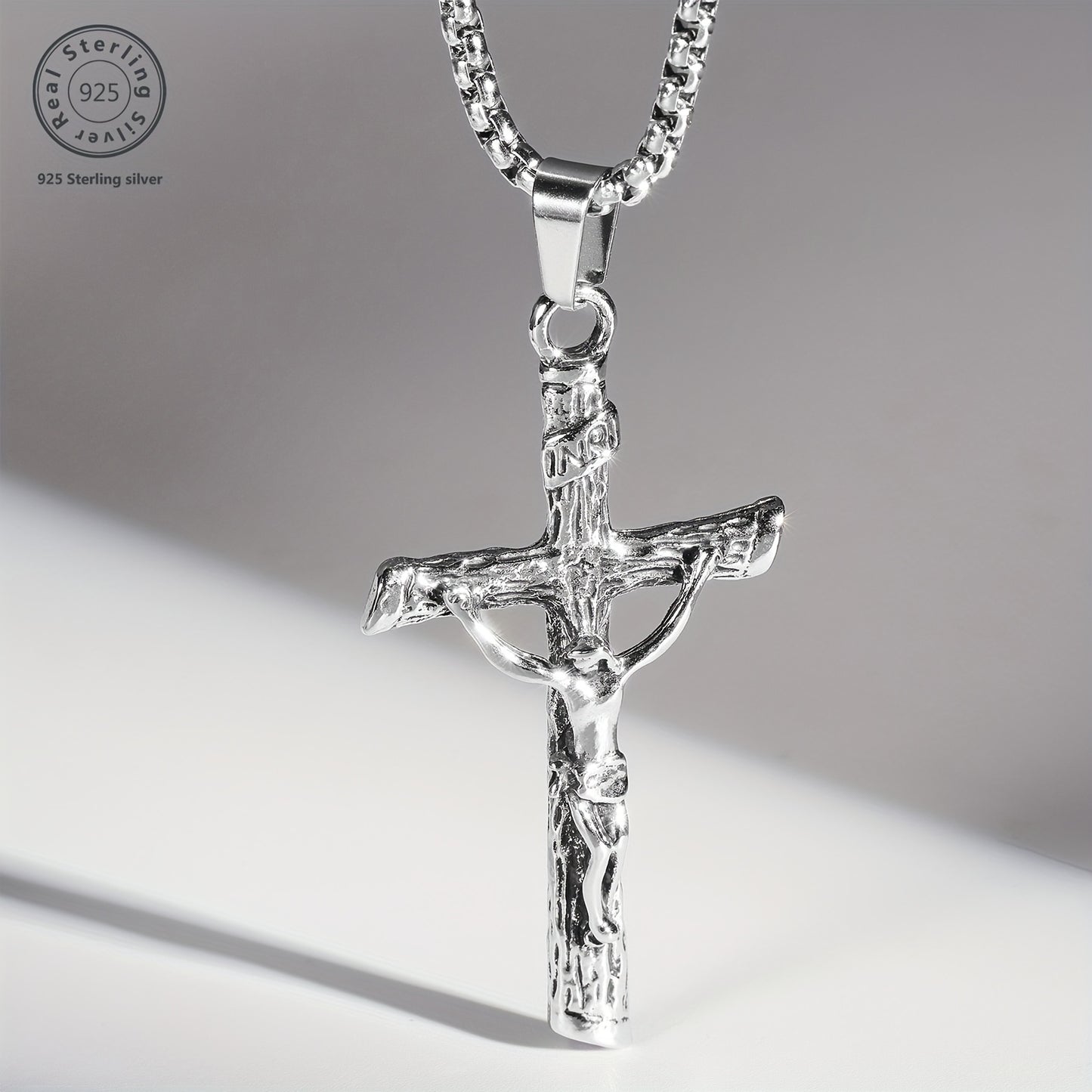Embossed Jesus Crucifixion Pendant Necklace for Men Fashion Jewelry