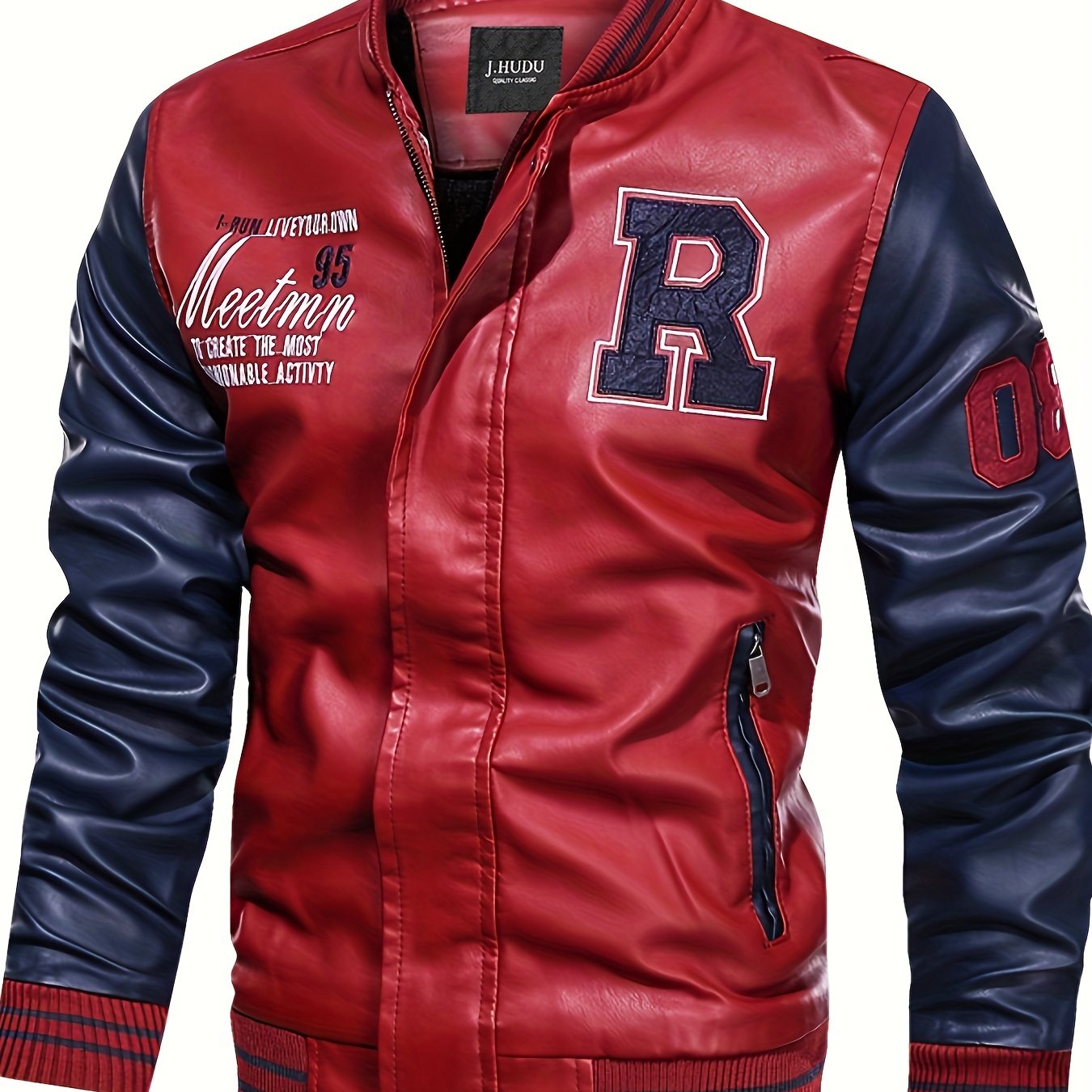 R Letter Print Jacket Raglan Oversized for Men Spring