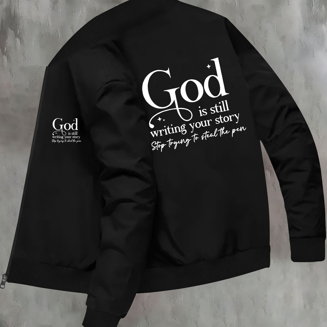 In His Divine Power God Element Print Skinny Fall Jacket