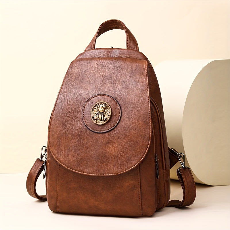 Taole Rabbit Vintage Faux Leather Backpack For Daily Use