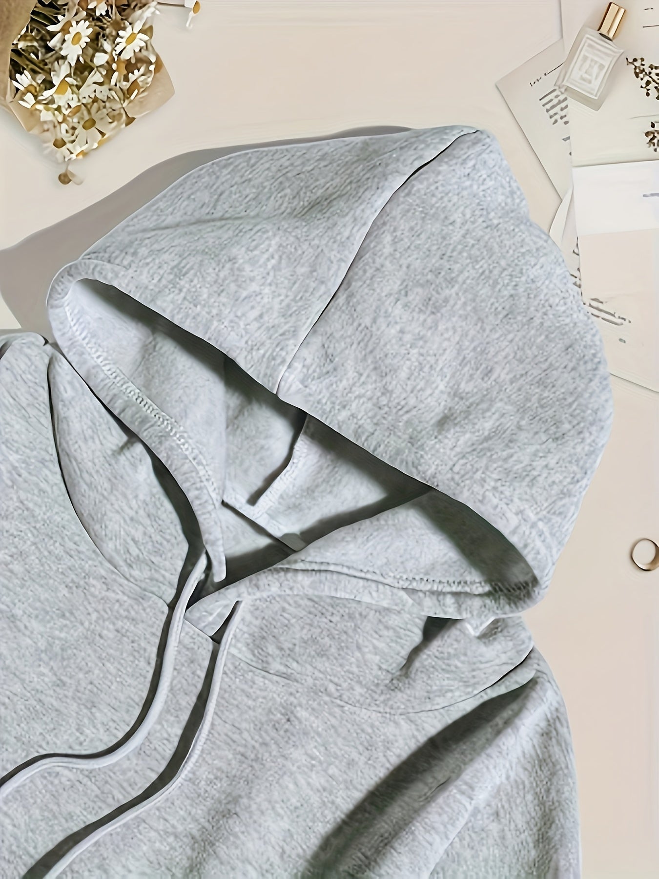 Womens Casual Polyester Hoodie Alphabet Print Drawstring