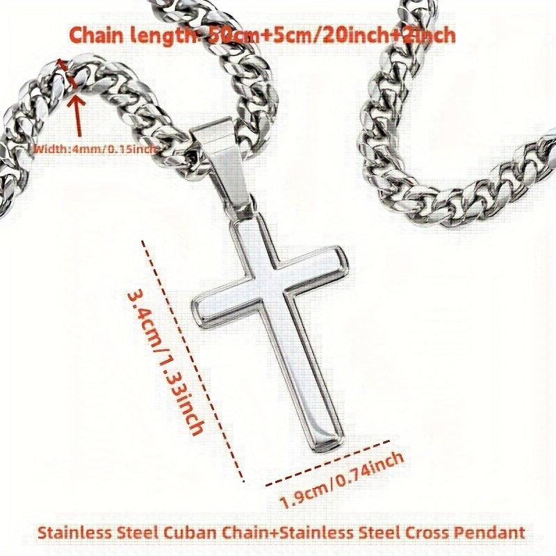 To My Husband Cuban Chain Cross Pendant Necklace