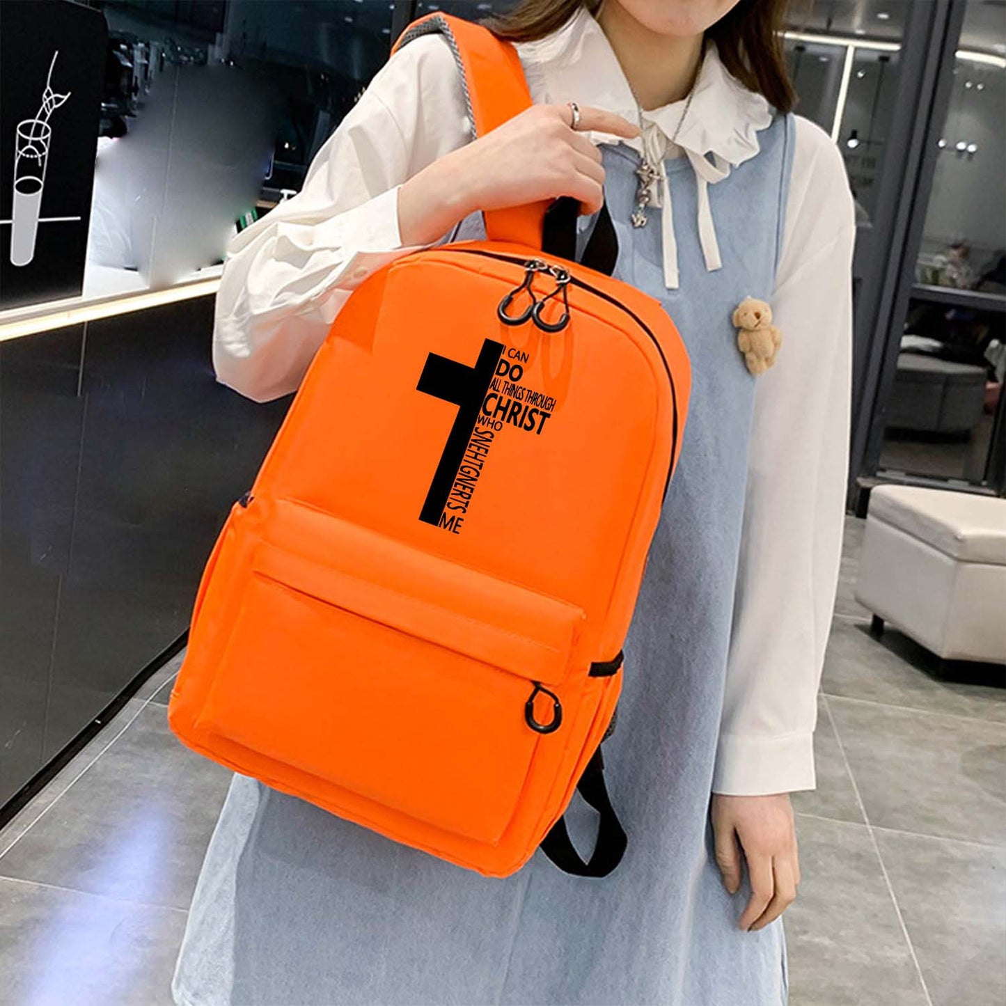 Christian Faith Backpack Lightweight Laptop Bag Cross Print