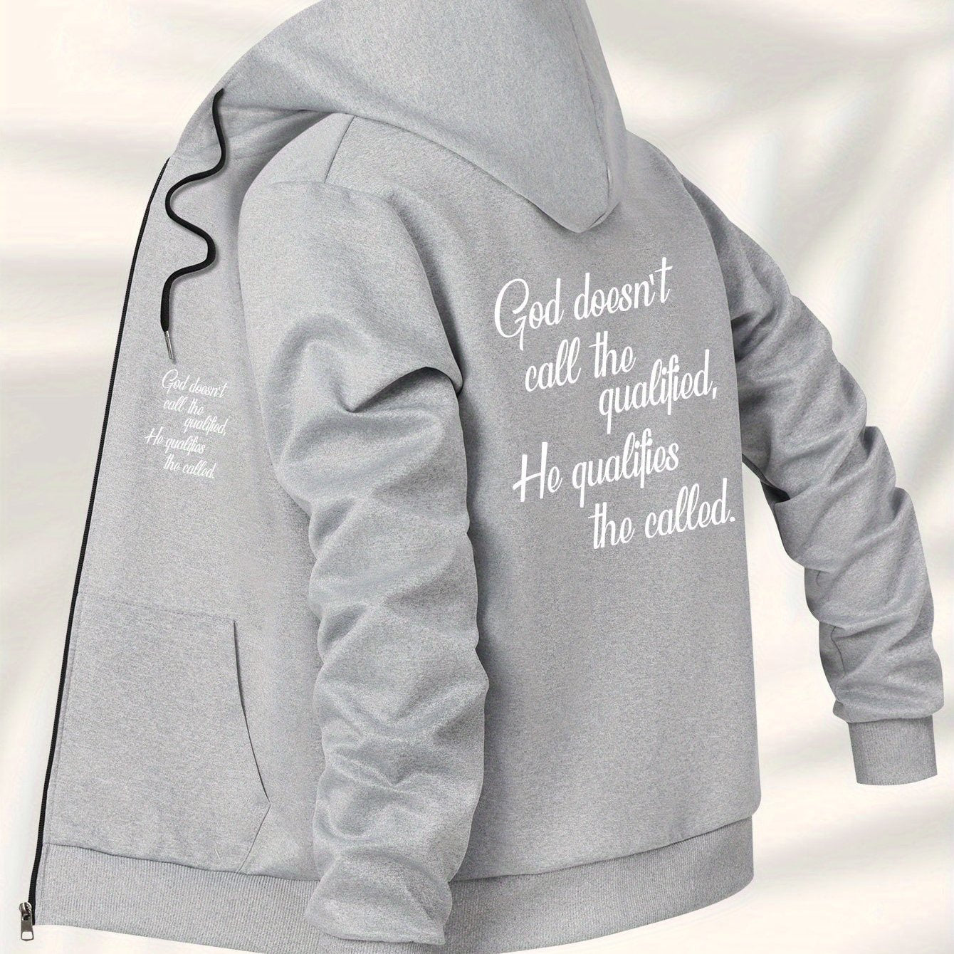 Casual Hooded Jacket Men's Inspirational Back Print