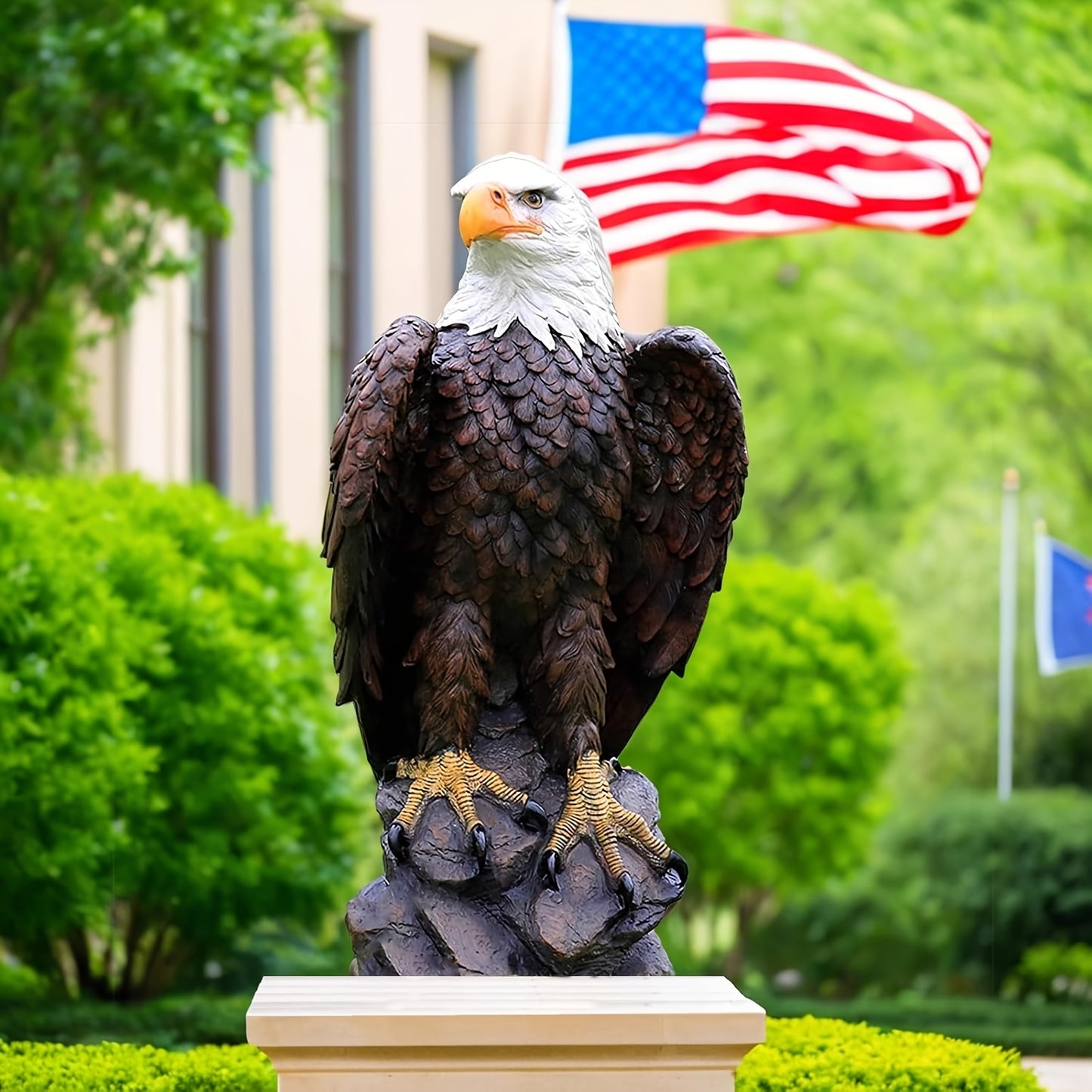 13 X 24.4 Inch Hand Drawn Bald Eagle Garden Statue