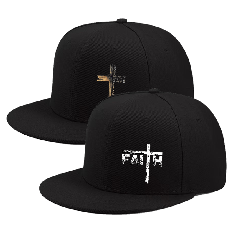 2pcs unisex baseball caps, cross print design, adjustable