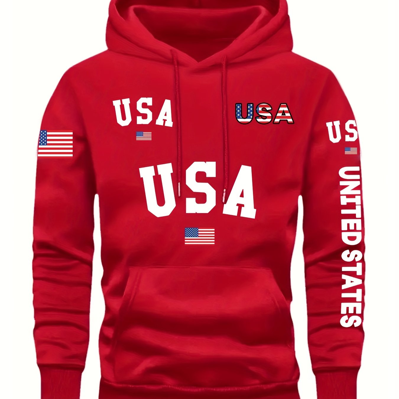 In His Divine Power Cozy Patriotic Hoodie USA Front Pocket