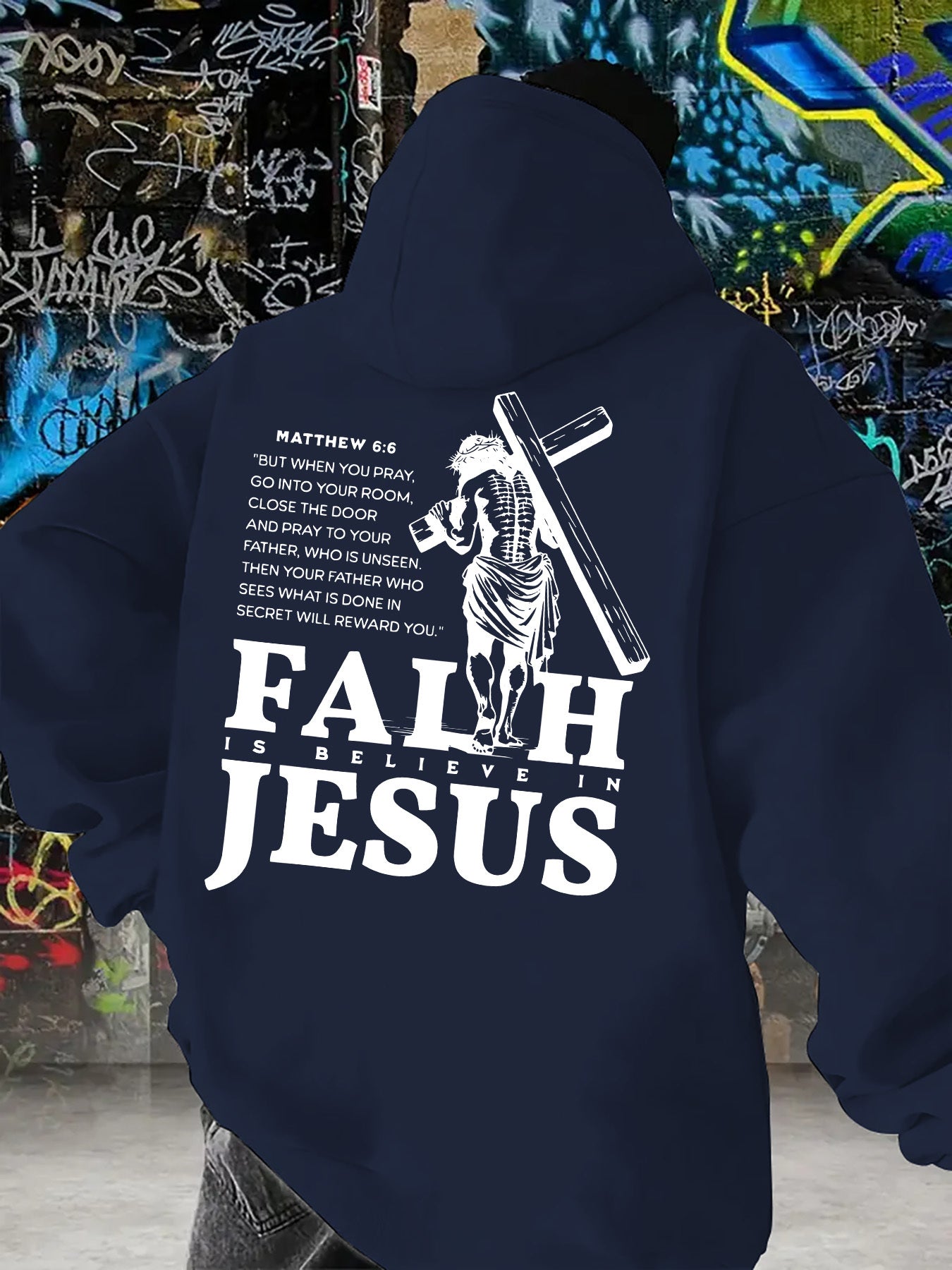 Divine Power Faith Cross Graphic Hoodie Pullover Everyday