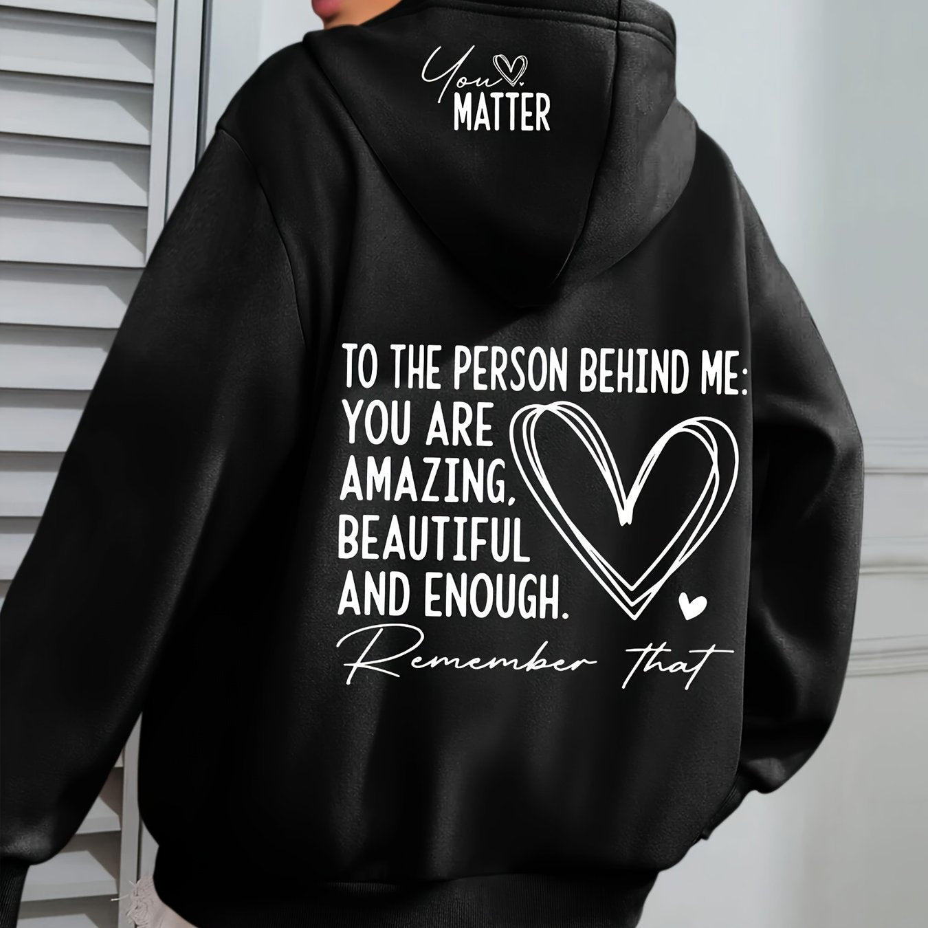Womens Vintage Fleece Lined Hoodie With Positive Print