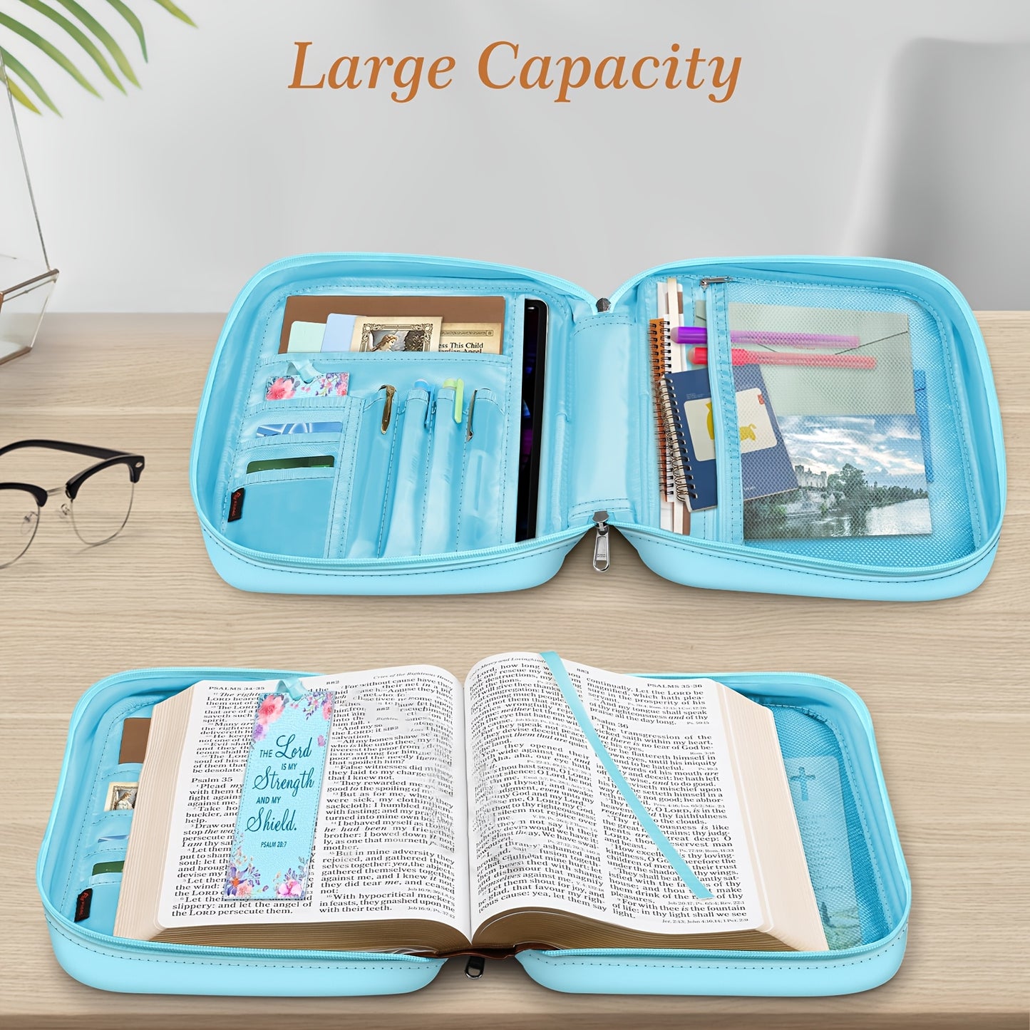 Floral Bible Cover Carrying Case With Handle Zip Pocket