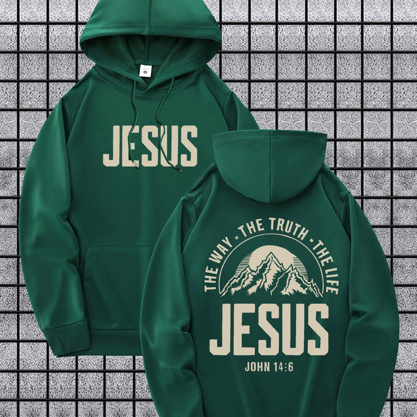 Velvet Hooded Sweatshirt With Jesus Print Casual Pullover